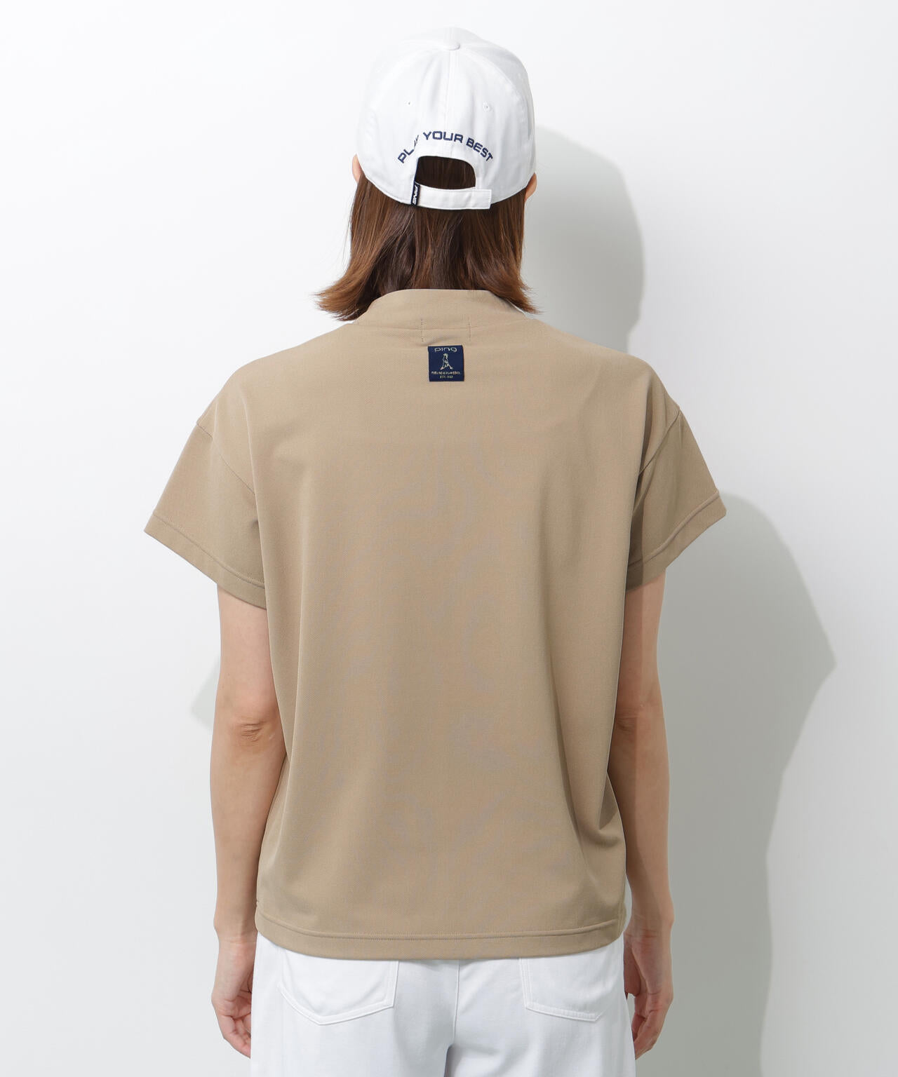 【PING APPAREL】アップリケ半袖ハイネックシャツ <NATIVE> (LADIES)