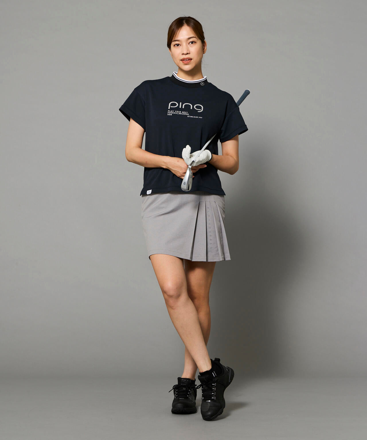 【PING APPAREL】変形カノコ半袖ハイネックカットソー <PERFORMANCE> (LADIES)