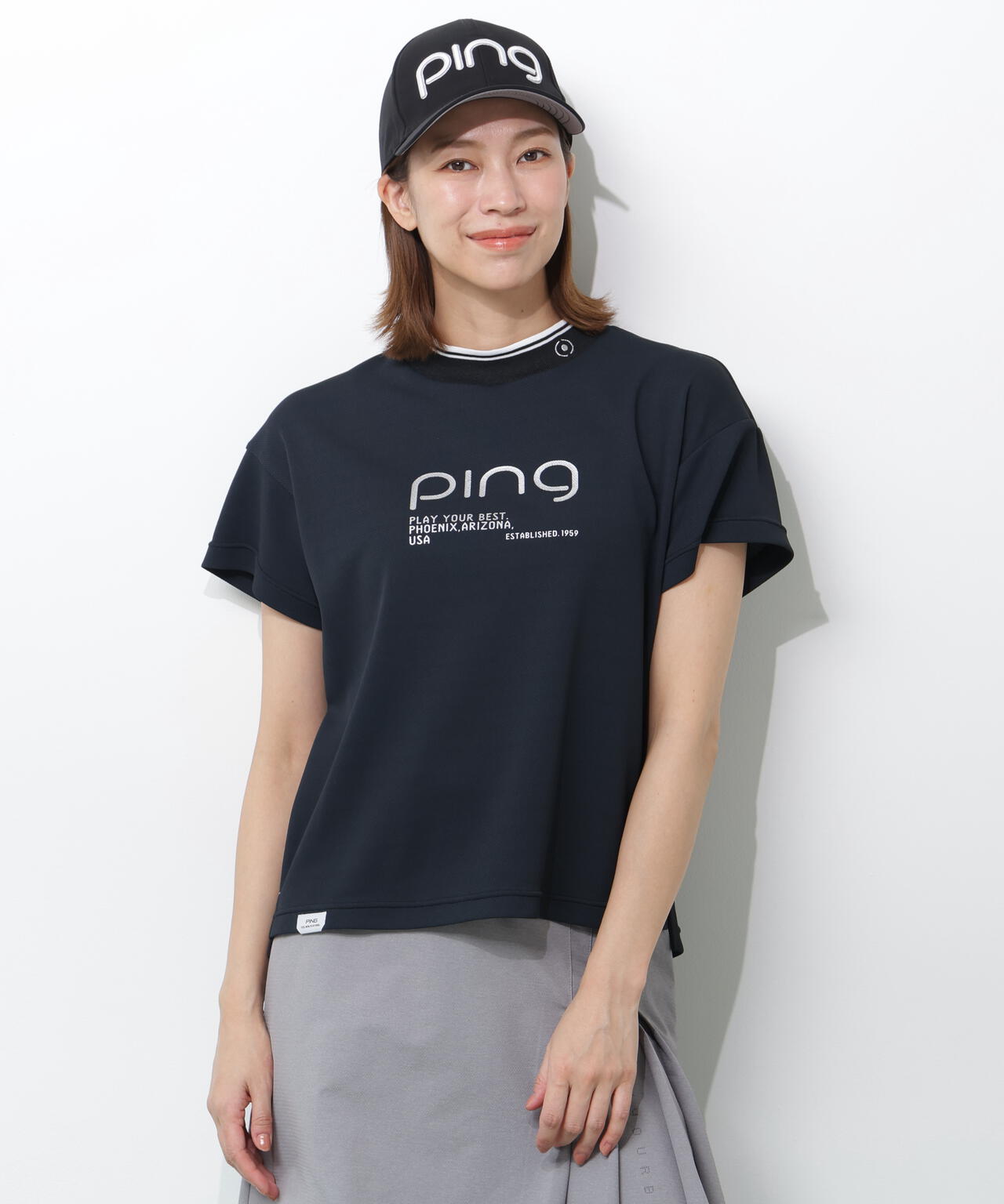 【PING APPAREL】変形カノコ半袖ハイネックカットソー <PERFORMANCE> (LADIES)