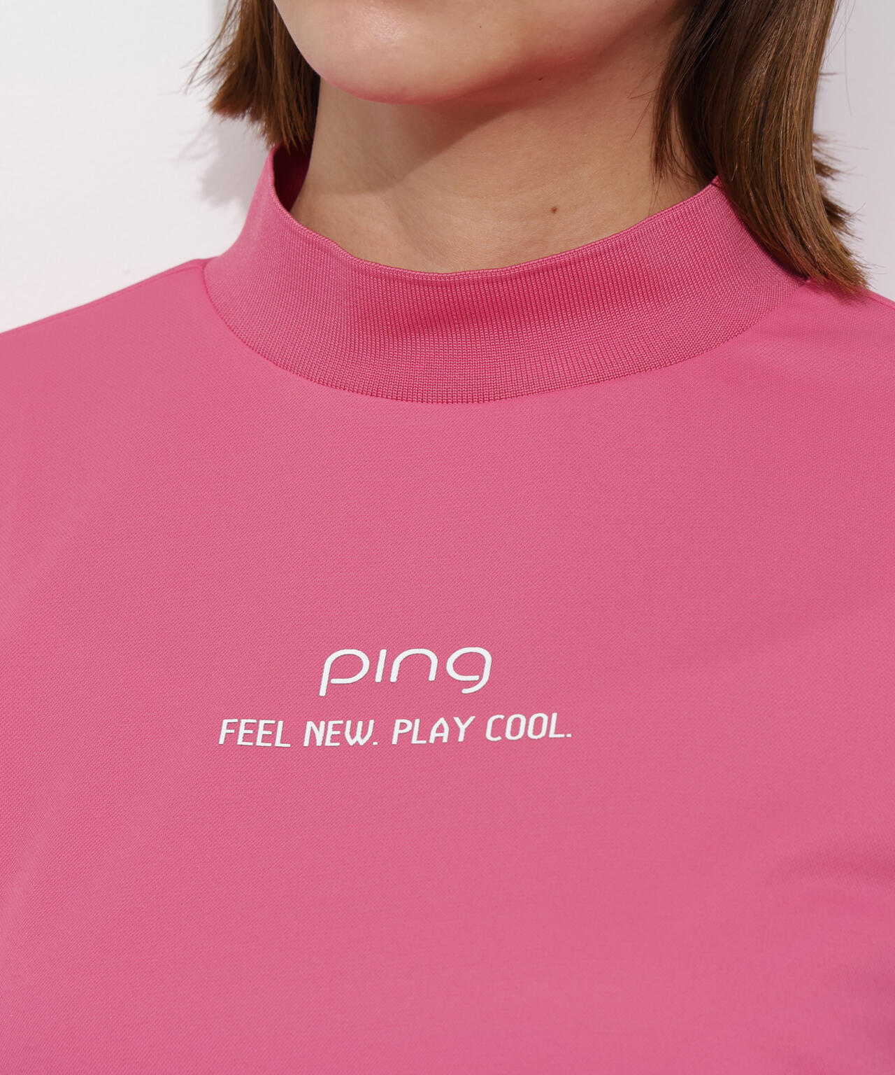 【PING APPAREL】サンベール×クールフローカノコ半袖ハイネックシャツ <GOLD> (LADIES)