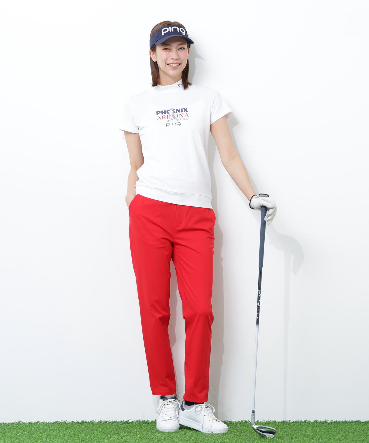 【PING APPAREL】SNAPTEXカノコインレーMr.PINGプリント半袖ハイネックカットソー <NATIVE> (LADIES)