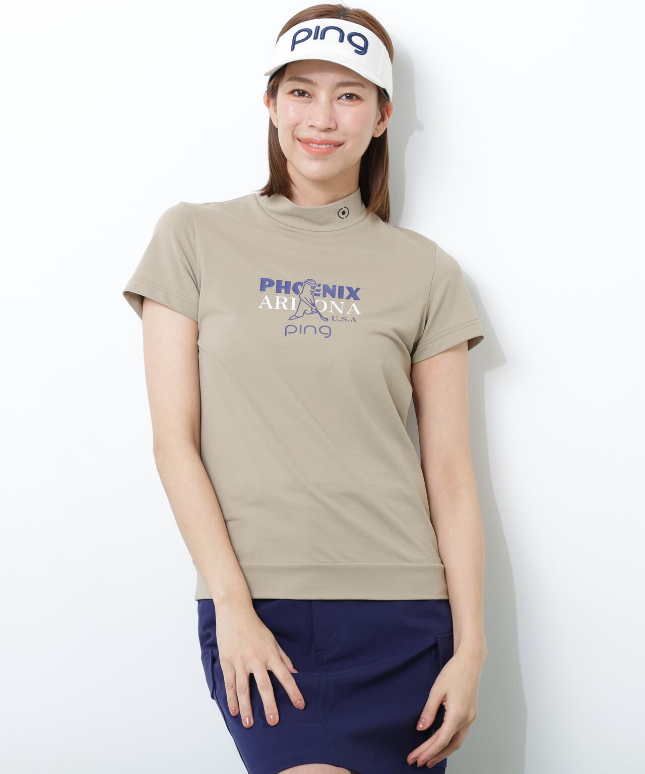 【PING APPAREL】SNAPTEXカノコインレーMr.PINGプリント半袖ハイネックカットソー <NATIVE> (LADIES)