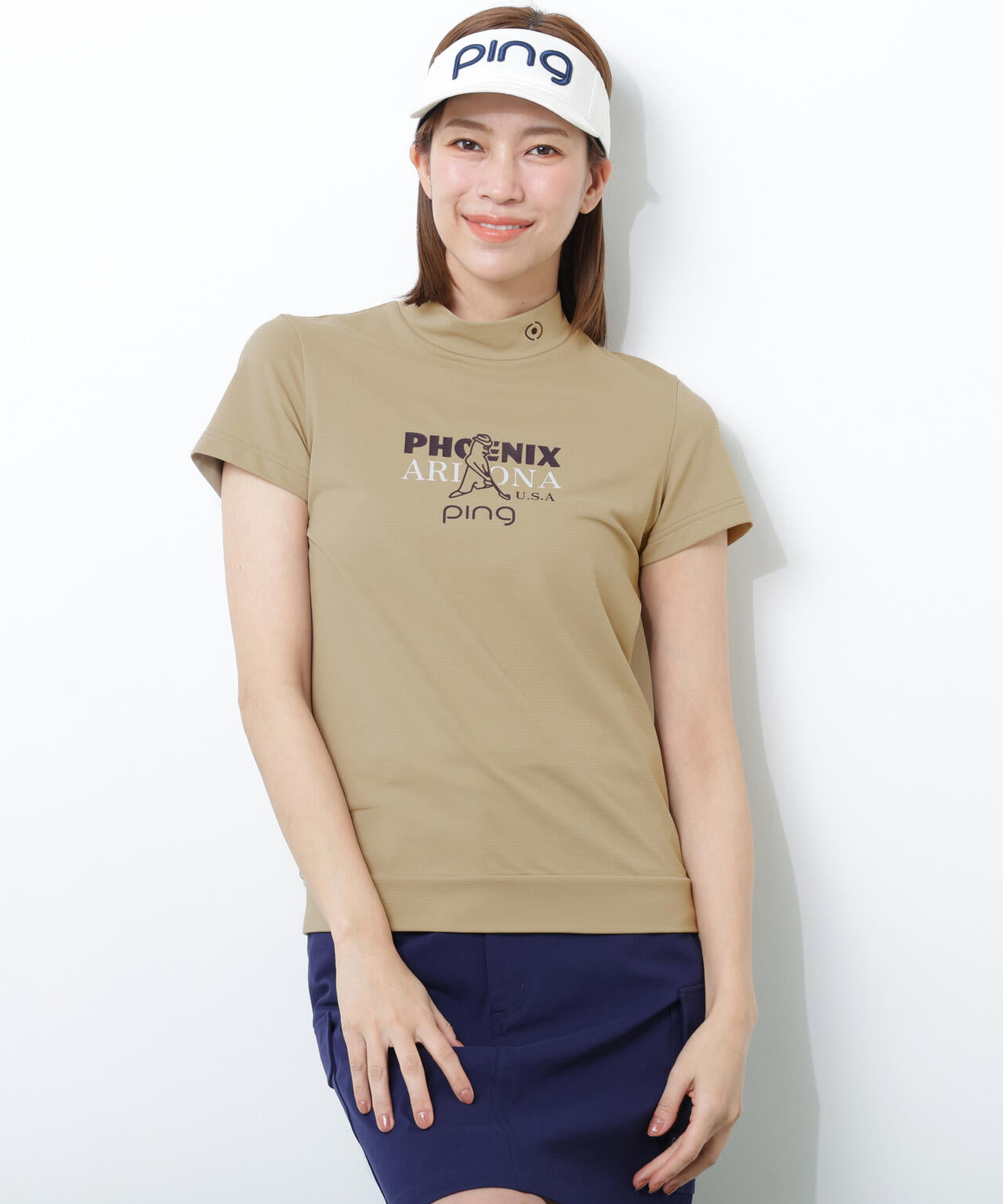 【PING APPAREL】SNAPTEXカノコインレーMr.PINGプリント半袖ハイネックカットソー <NATIVE> (LADIES)