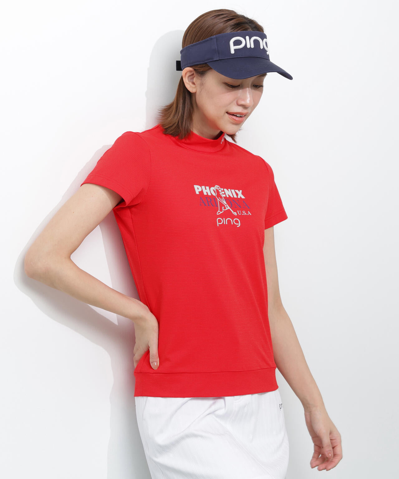 【PING APPAREL】SNAPTEXカノコインレーMr.PINGプリント半袖ハイネックカットソー <NATIVE> (LADIES)