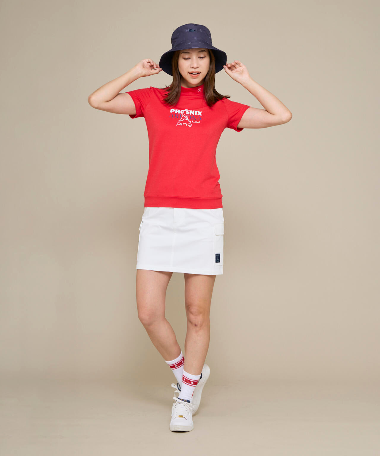 【PING APPAREL】SNAPTEXカノコインレーMr.PINGプリント半袖ハイネックカットソー <NATIVE> (LADIES)