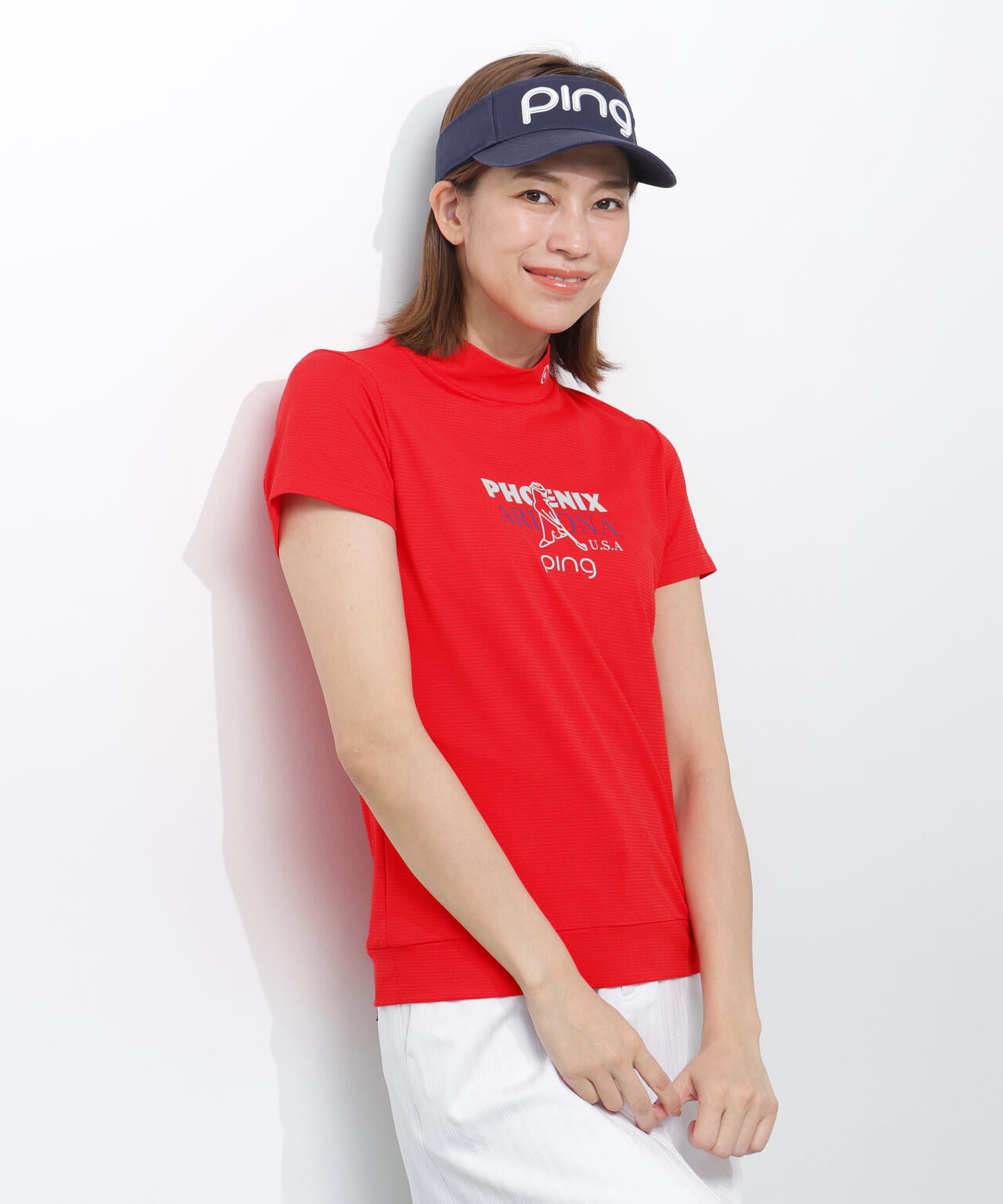 【PING APPAREL】SNAPTEXカノコインレーMr.PINGプリント半袖ハイネックカットソー <NATIVE> (LADIES)