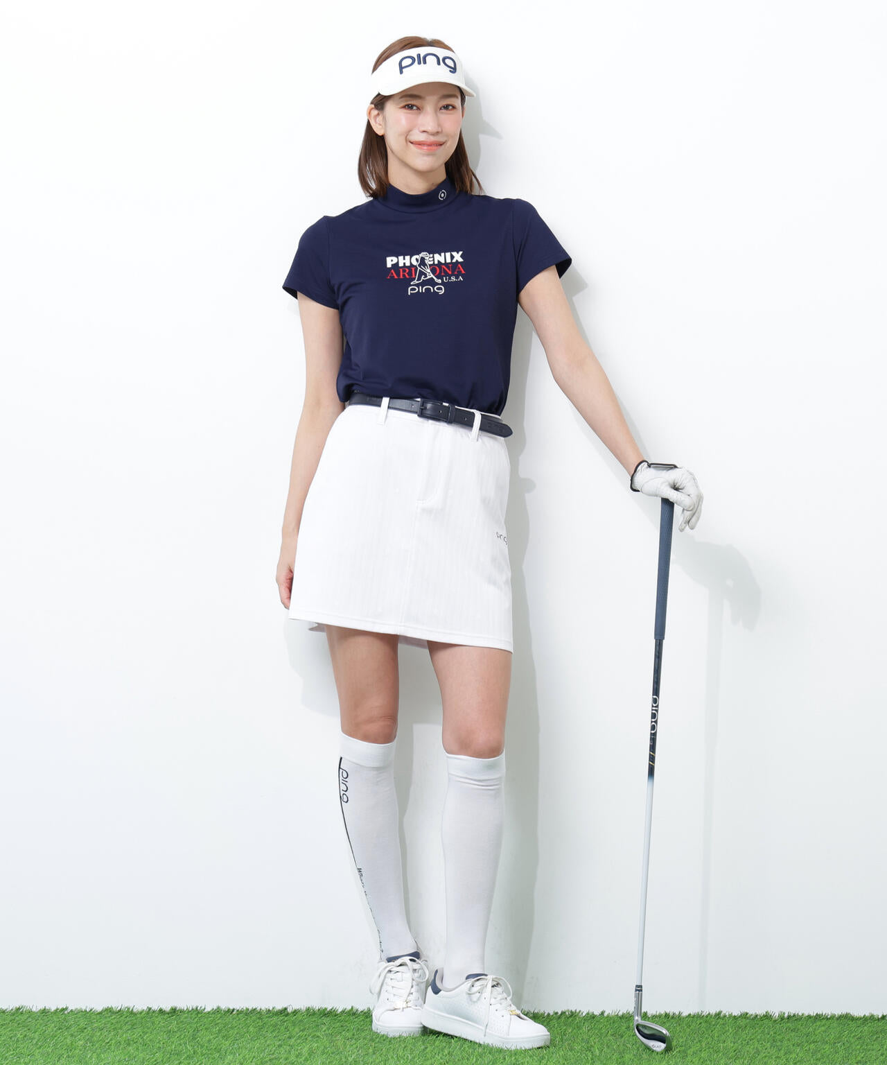 【PING APPAREL】SNAPTEXカノコインレーMr.PINGプリント半袖ハイネックカットソー <NATIVE> (LADIES)