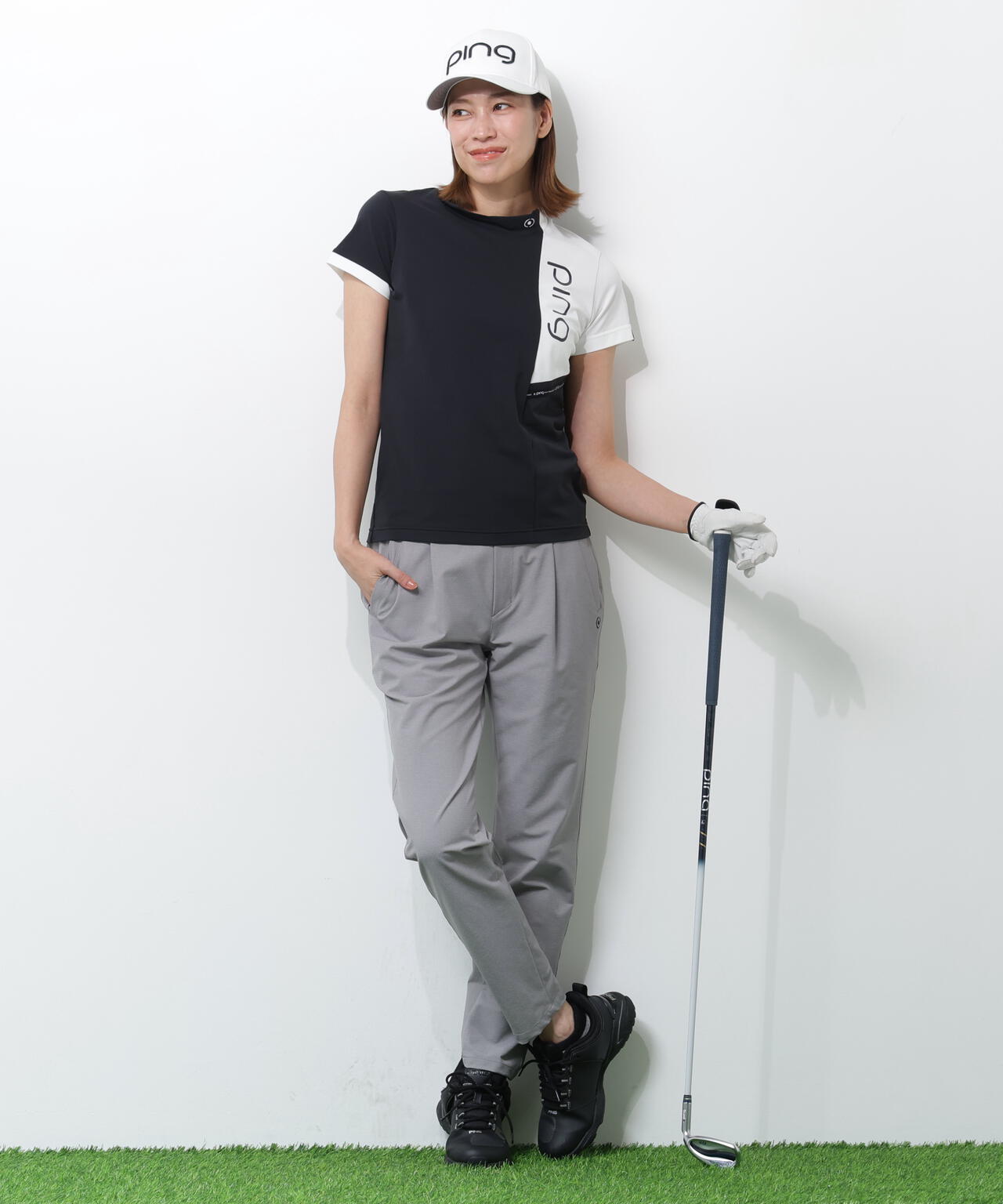 【PING APPAREL】クイックドライバイカラー半袖カノコハイネックカットソー <PERFORMANCE> (LADIES)