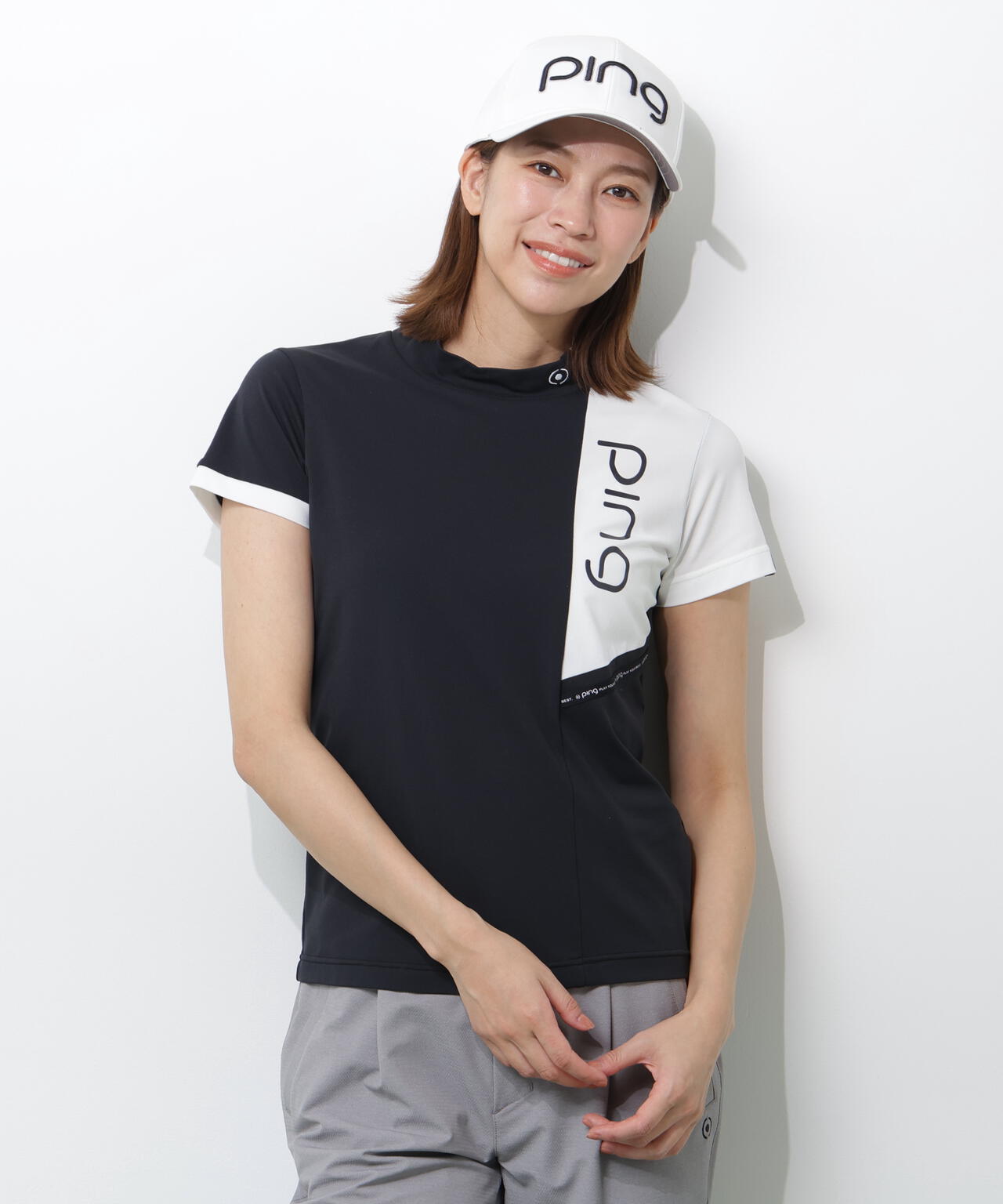 【PING APPAREL】クイックドライバイカラー半袖カノコハイネックカットソー <PERFORMANCE> (LADIES)