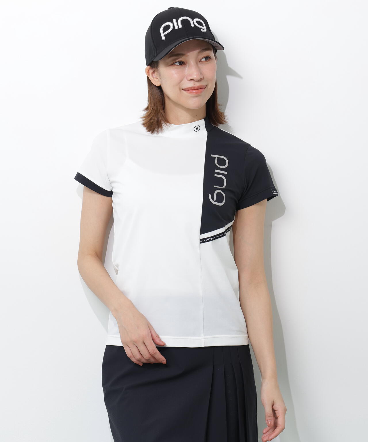 【PING APPAREL】クイックドライバイカラー半袖カノコハイネックカットソー <PERFORMANCE> (LADIES)