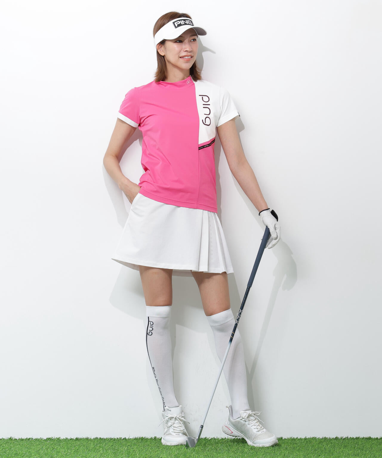 【PING APPAREL】クイックドライバイカラー半袖カノコハイネックカットソー <PERFORMANCE> (LADIES)