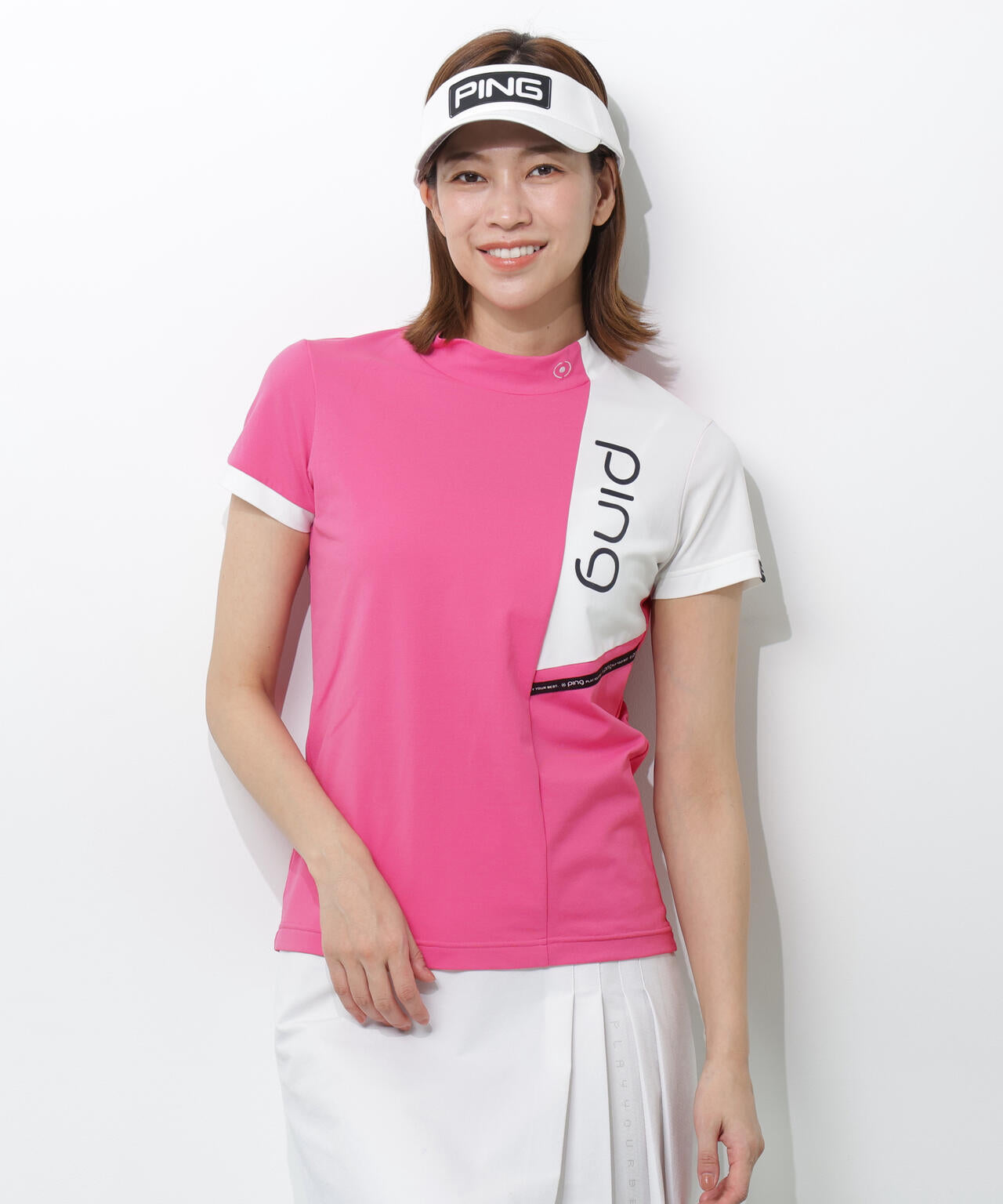 【PING APPAREL】クイックドライバイカラー半袖カノコハイネックカットソー <PERFORMANCE> (LADIES)