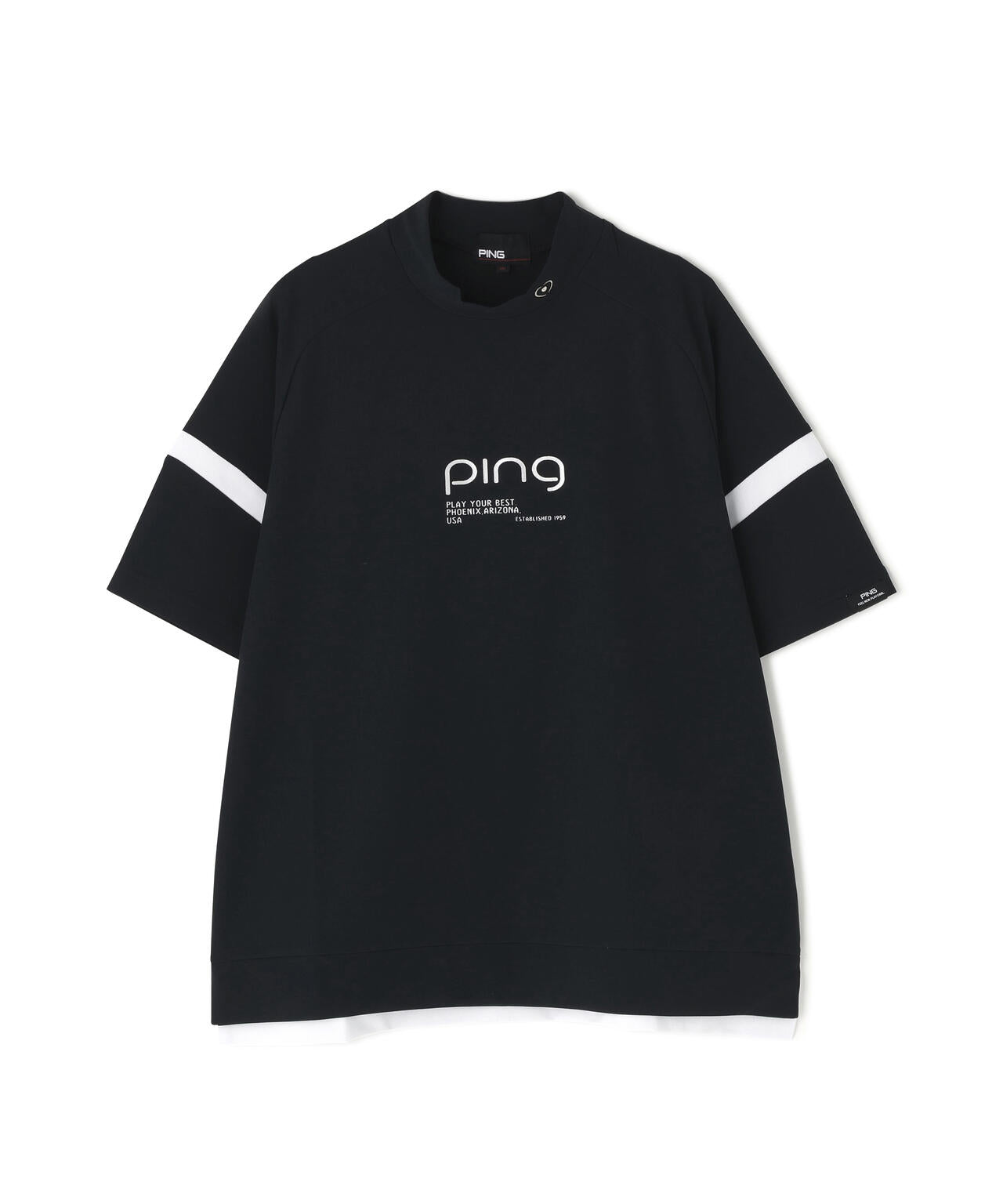【PING APPAREL】レイブロックエコ配色切替半袖ハイネックシャツ <PERFORMANCE> (LADIES)