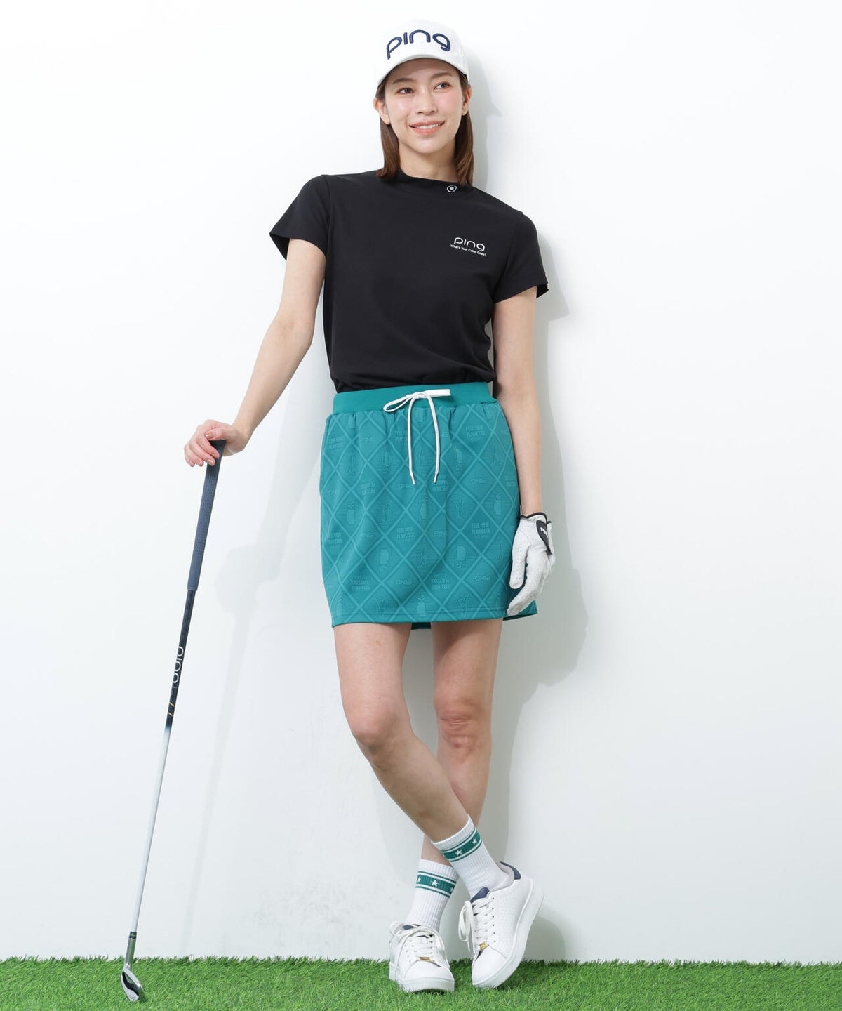 【PING APPAREL】【10カラーシリーズ】PEカノコ半袖ハイネックシャツ <NATIVE> (LADIES)