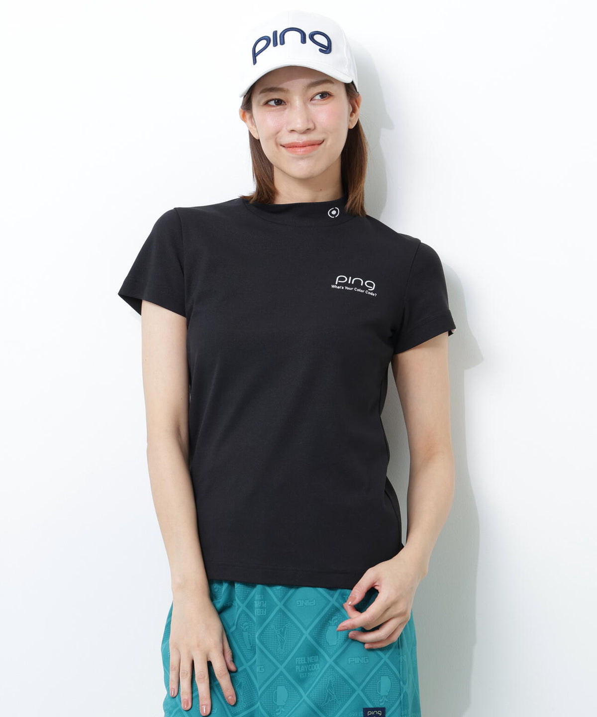 【PING APPAREL】【10カラーシリーズ】PEカノコ半袖ハイネックシャツ <NATIVE> (LADIES)