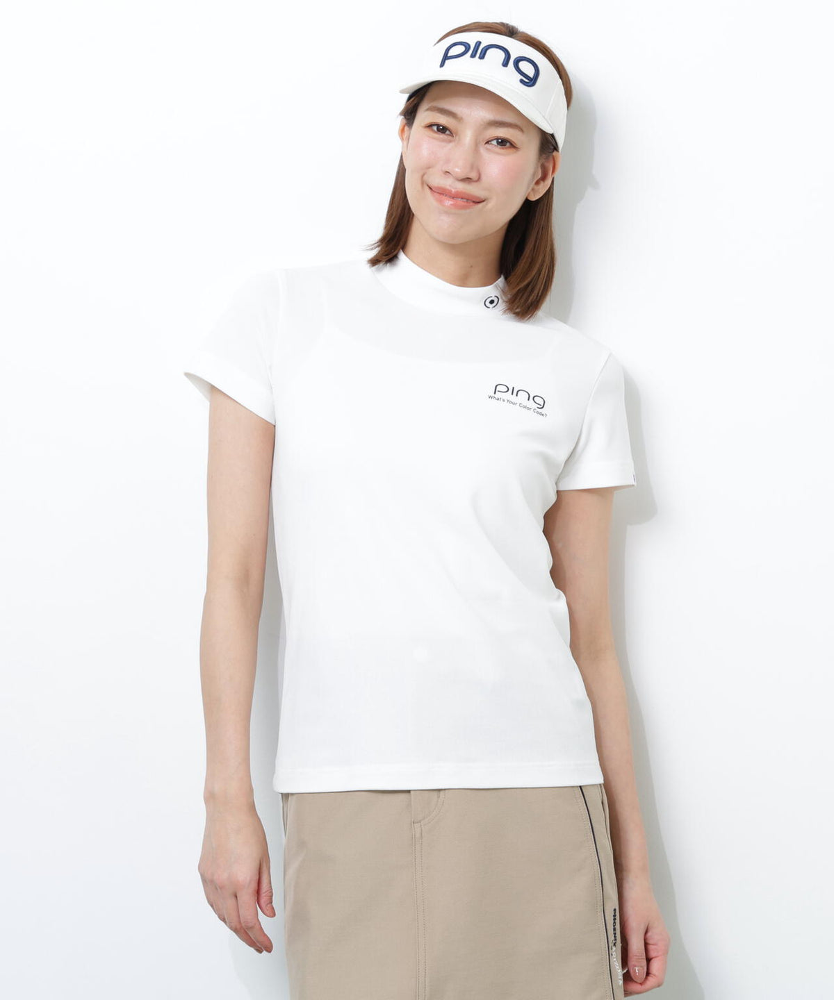 【PING APPAREL】【10カラーシリーズ】PEカノコ半袖ハイネックシャツ <NATIVE> (LADIES)