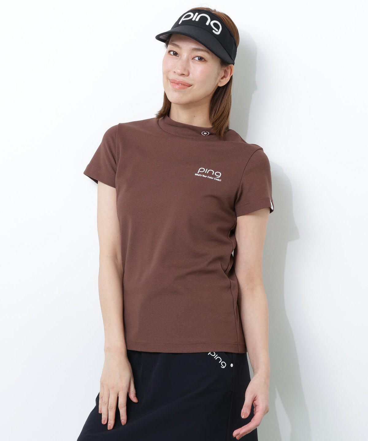 【PING APPAREL】【10カラーシリーズ】PEカノコ半袖ハイネックシャツ <NATIVE> (LADIES)