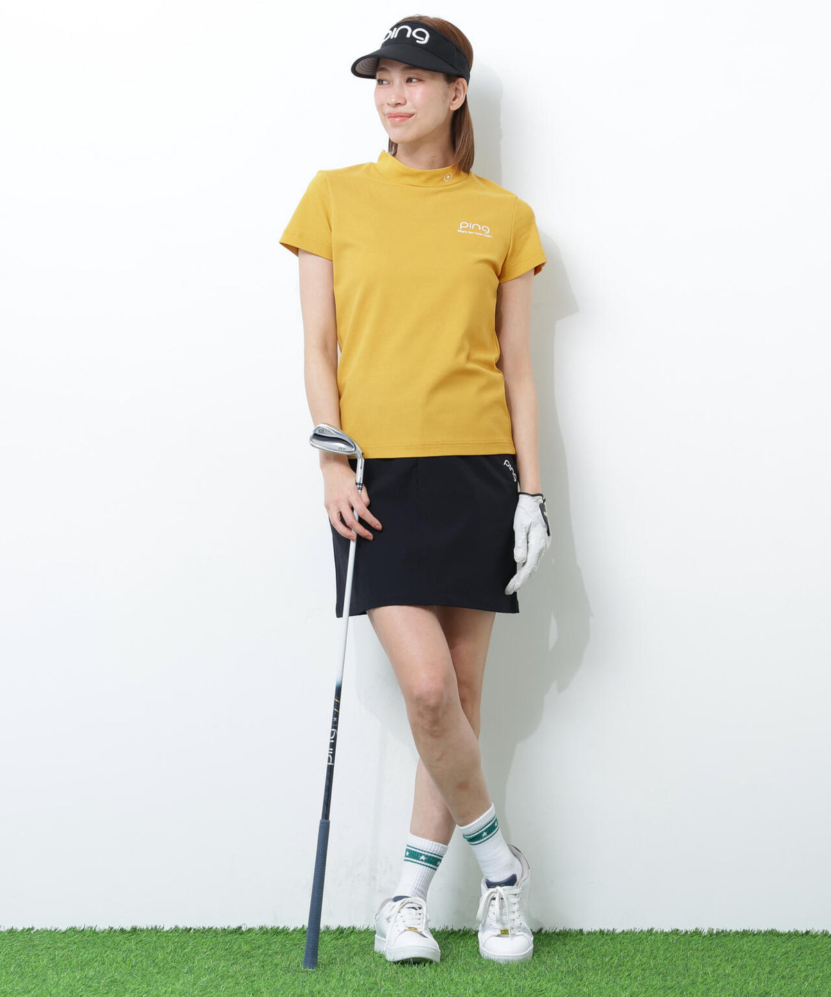 【PING APPAREL】【10カラーシリーズ】PEカノコ半袖ハイネックシャツ <NATIVE> (LADIES)