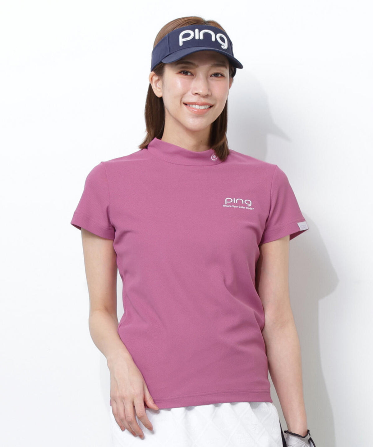 【PING APPAREL】【10カラーシリーズ】PEカノコ半袖ハイネックシャツ <NATIVE> (LADIES)