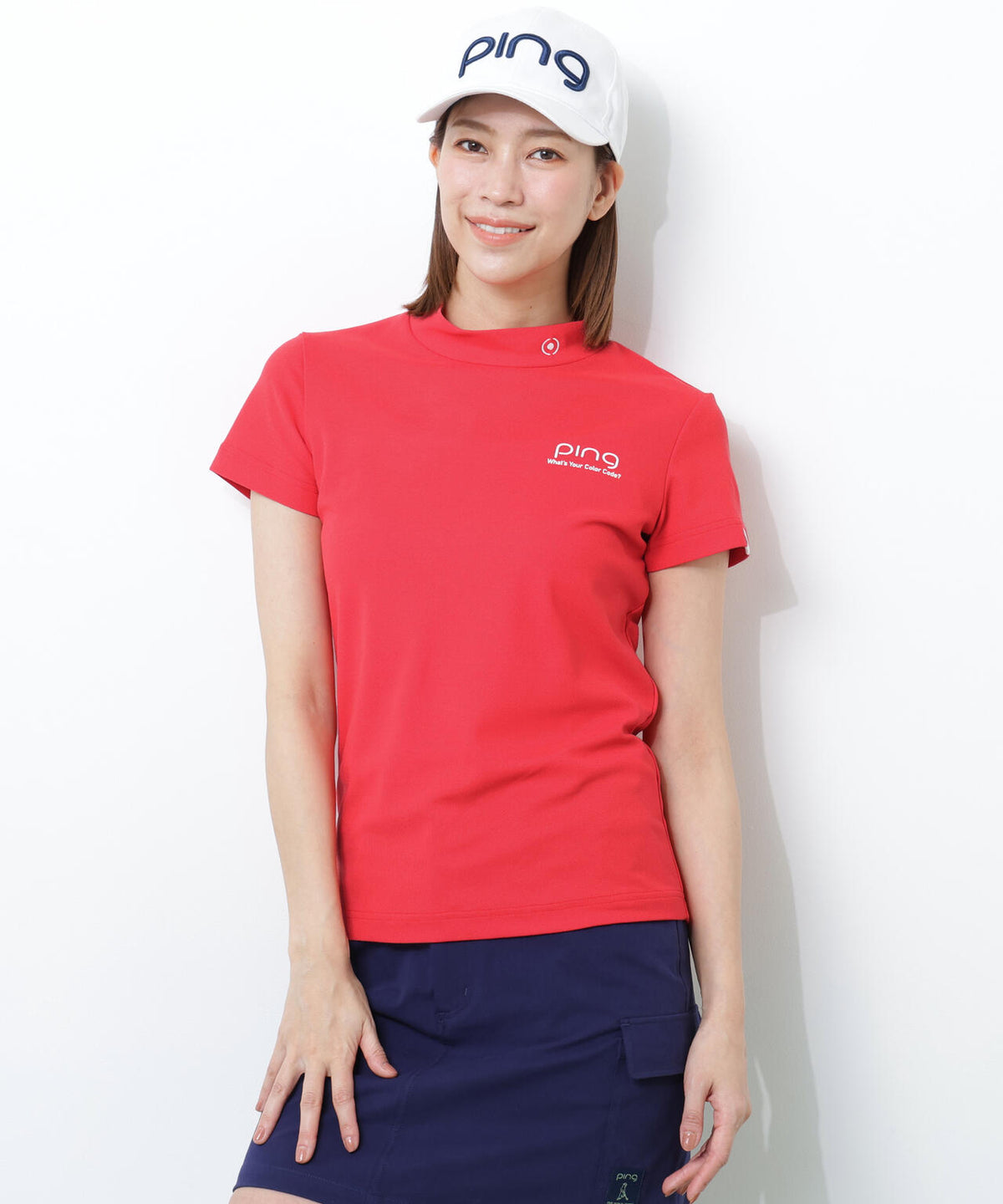 【PING APPAREL】【10カラーシリーズ】PEカノコ半袖ハイネックシャツ <NATIVE> (LADIES)