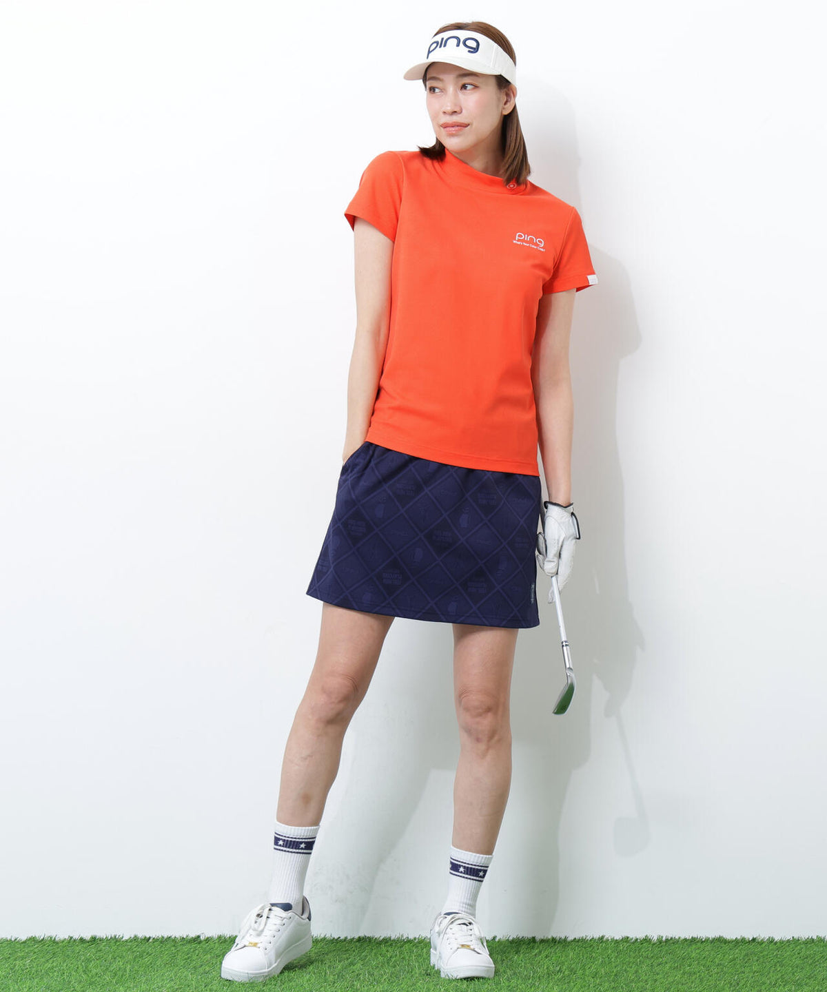 【PING APPAREL】【10カラーシリーズ】PEカノコ半袖ハイネックシャツ <NATIVE> (LADIES)