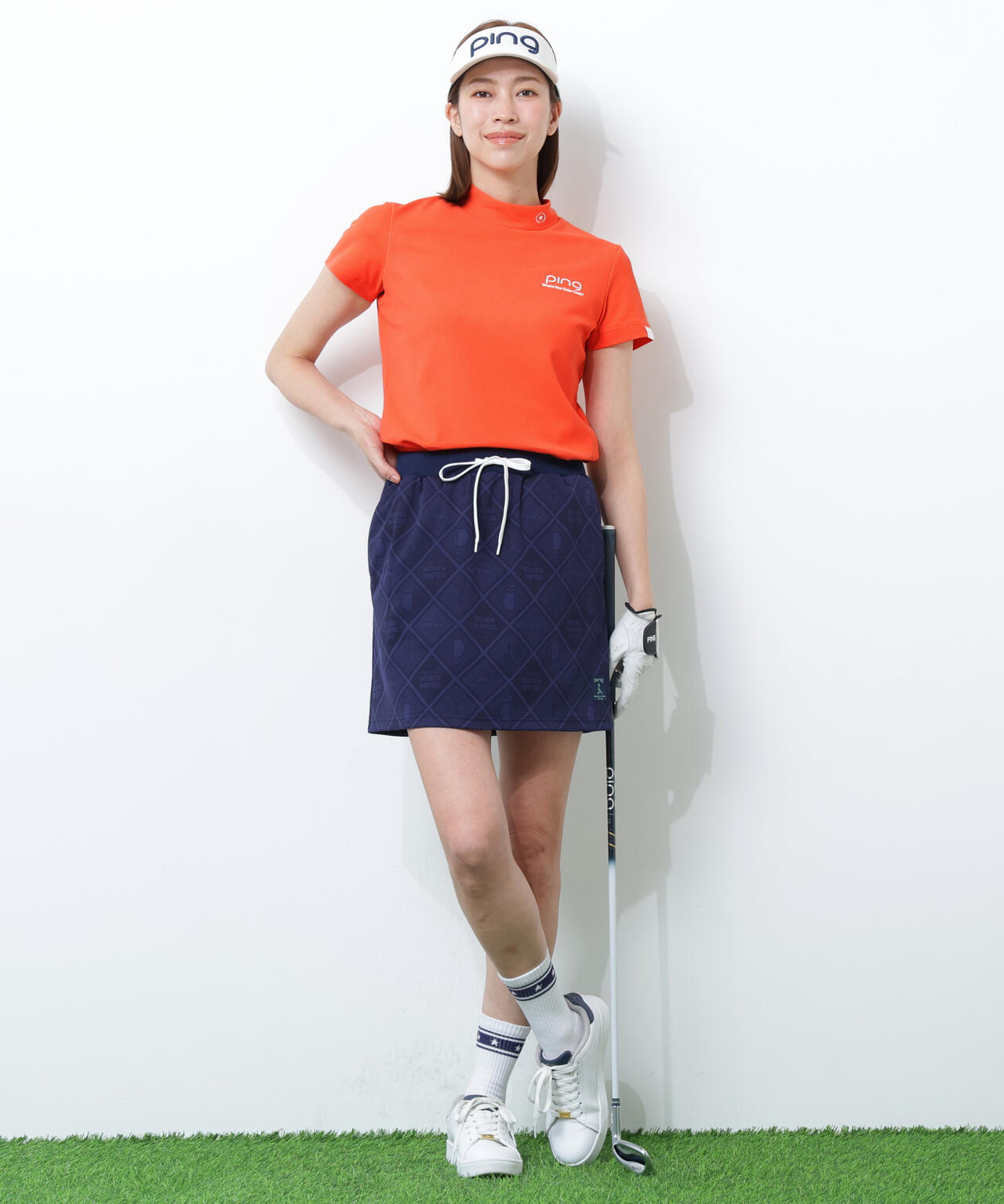 【PING APPAREL】【10カラーシリーズ】PEカノコ半袖ハイネックシャツ <NATIVE> (LADIES)