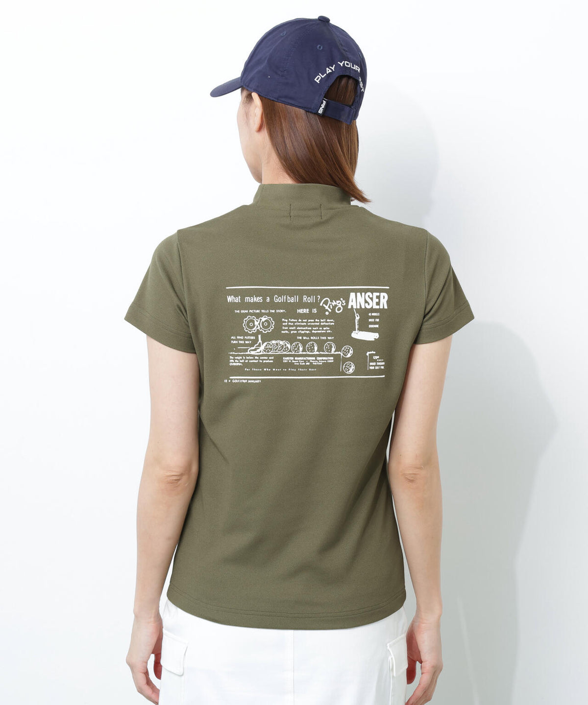 【PING APPAREL】【10カラーシリーズ】PEカノコ半袖ハイネックシャツ <NATIVE> (LADIES)