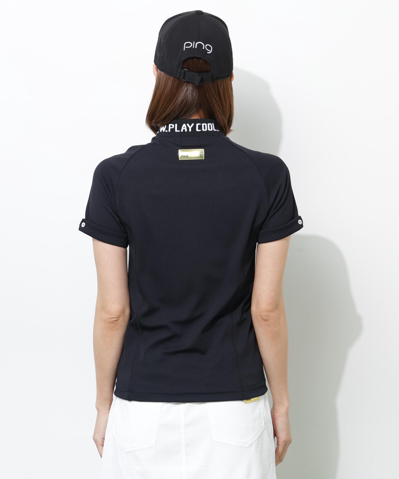【PING APPAREL】【UVカット・接触冷感】スーパーシェルター06半袖ハイネックシャツ <GOLD> (LADIES)