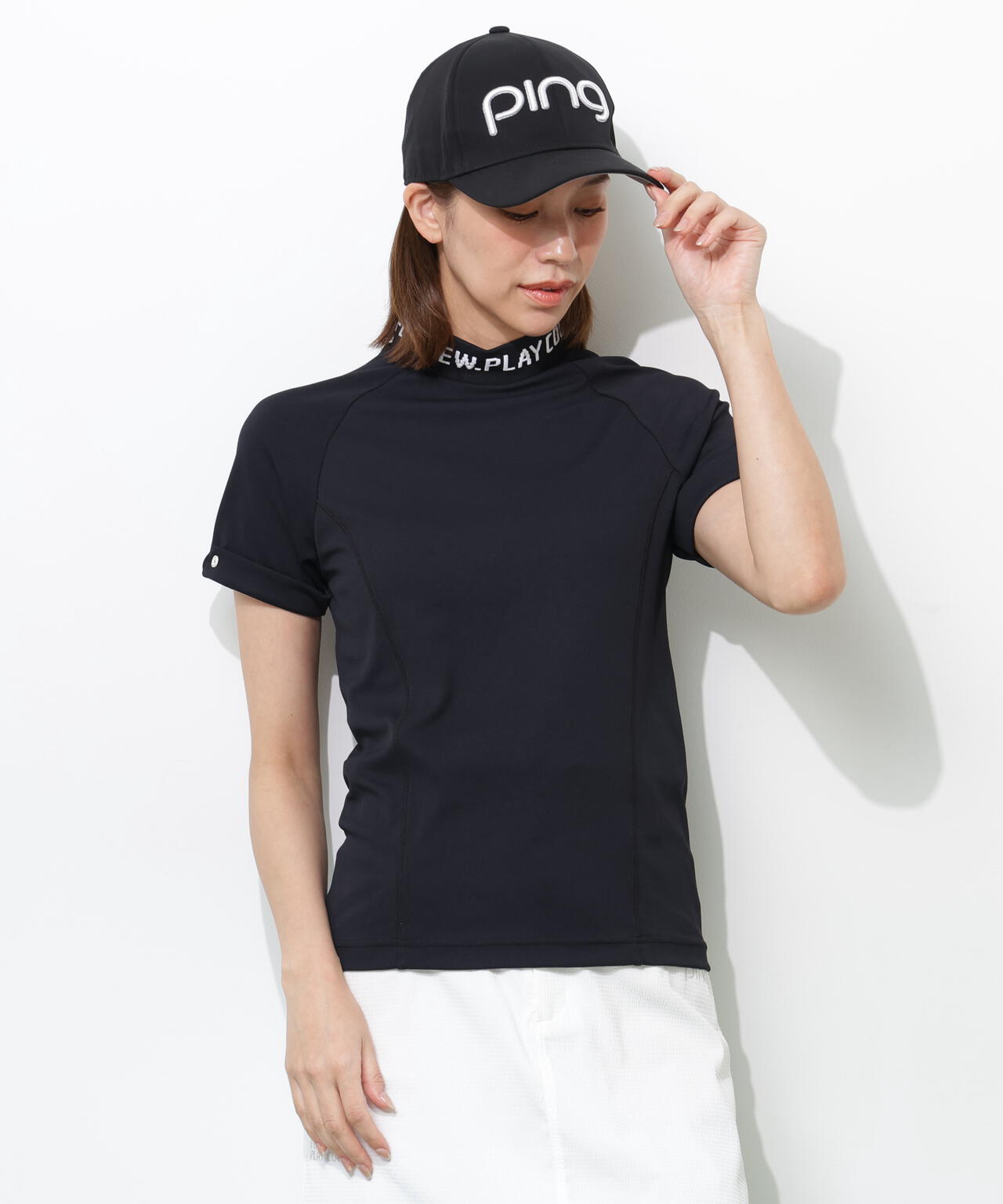 【PING APPAREL】【UVカット・接触冷感】スーパーシェルター06半袖ハイネックシャツ <GOLD> (LADIES)
