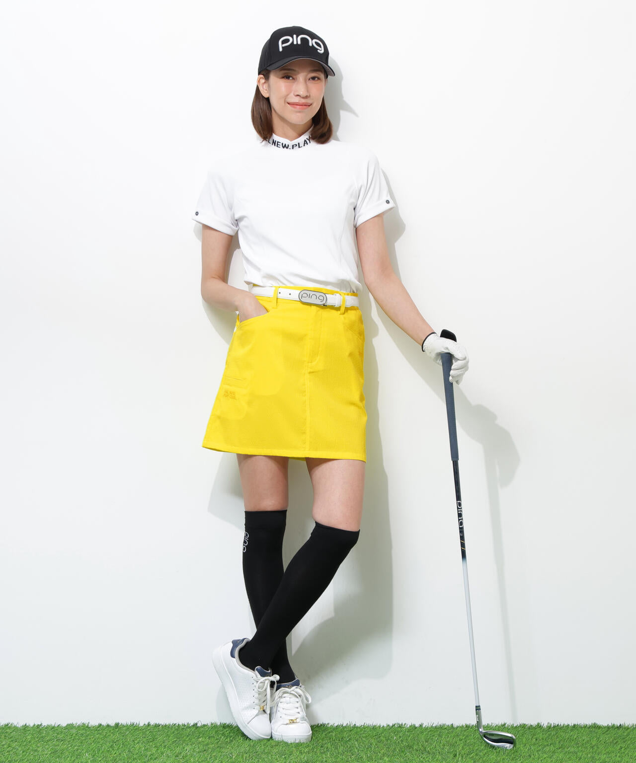 【PING APPAREL】【UVカット・接触冷感】スーパーシェルター06半袖ハイネックシャツ <GOLD> (LADIES)