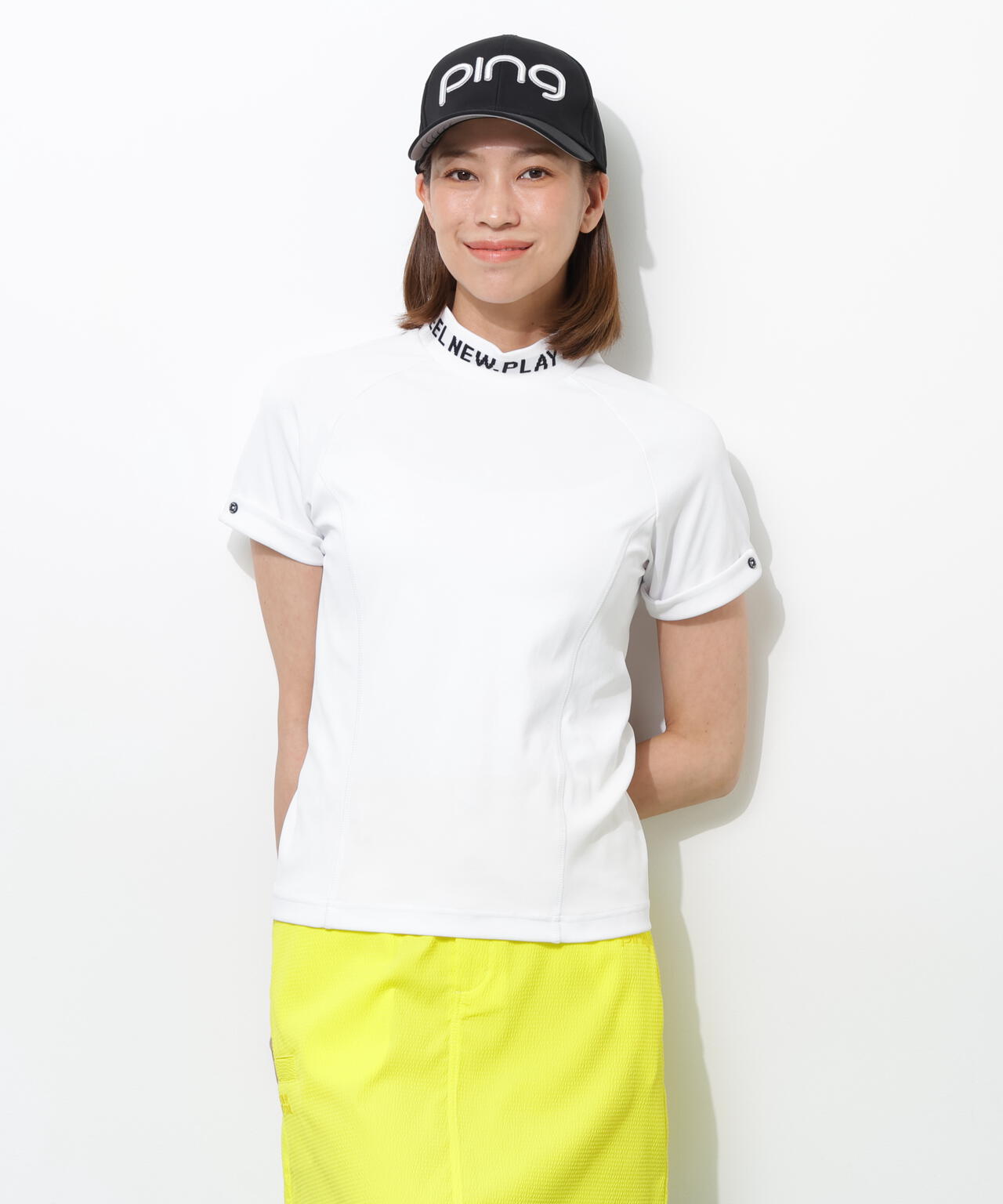 【PING APPAREL】【UVカット・接触冷感】スーパーシェルター06半袖ハイネックシャツ <GOLD> (LADIES)