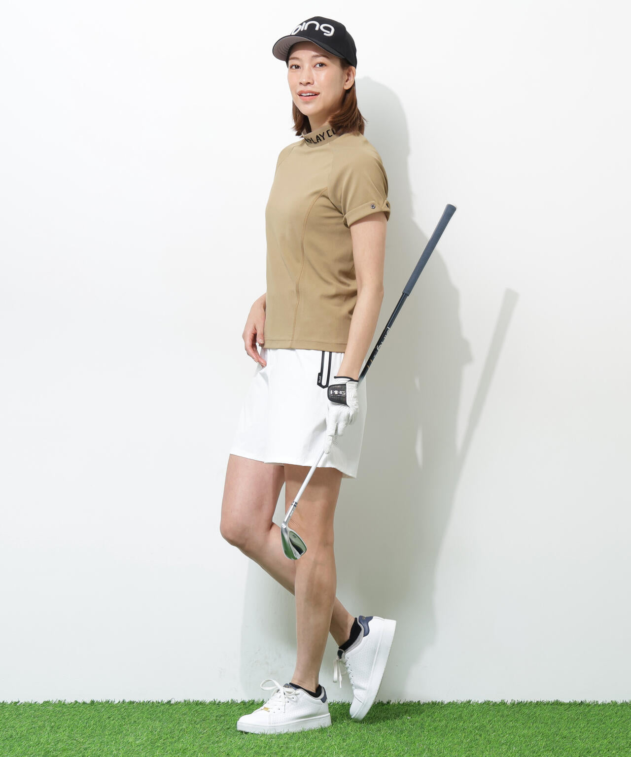 【PING APPAREL】【UVカット・接触冷感】スーパーシェルター06半袖ハイネックシャツ <GOLD> (LADIES)