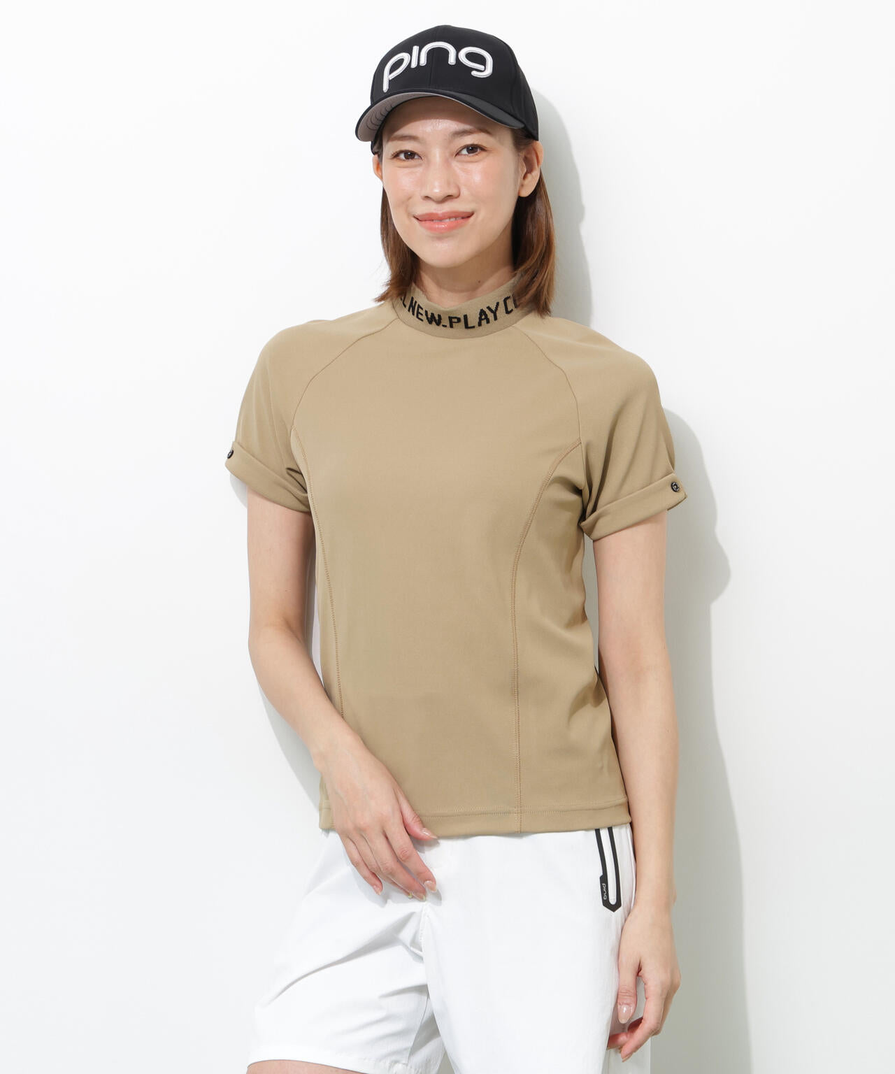 【PING APPAREL】【UVカット・接触冷感】スーパーシェルター06半袖ハイネックシャツ <GOLD> (LADIES)
