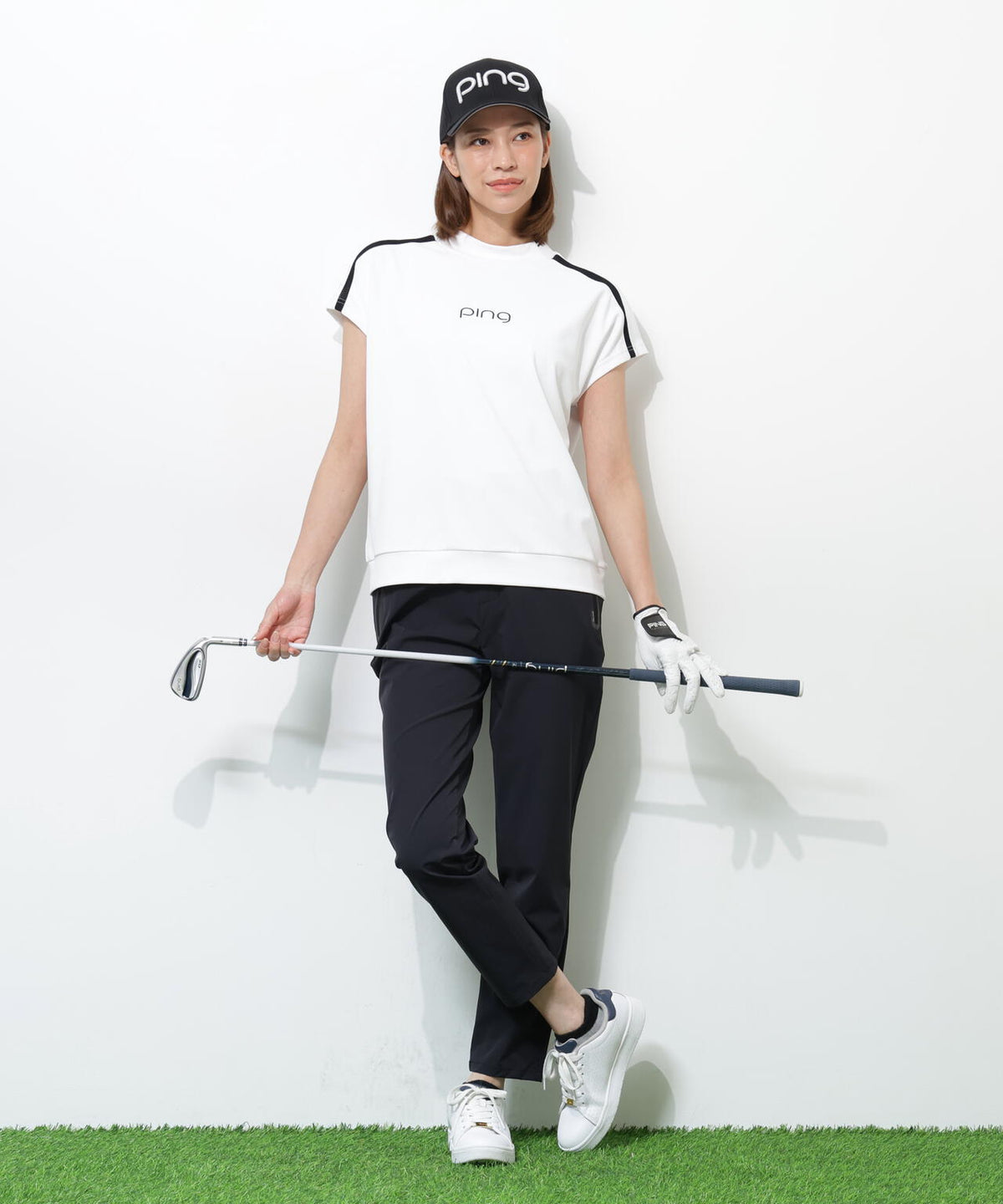 【PING APPAREL】テラカノコ半袖ハイネックシャツ <GOLD> (LADIES)
