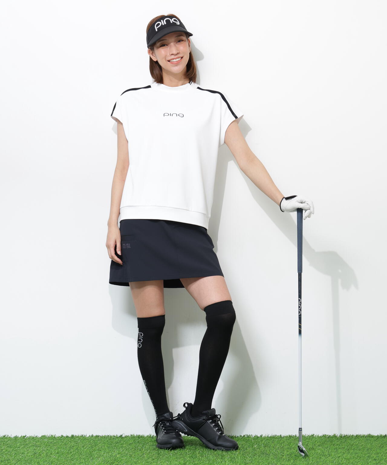 【PING APPAREL】テラカノコ半袖ハイネックシャツ <GOLD> (LADIES)