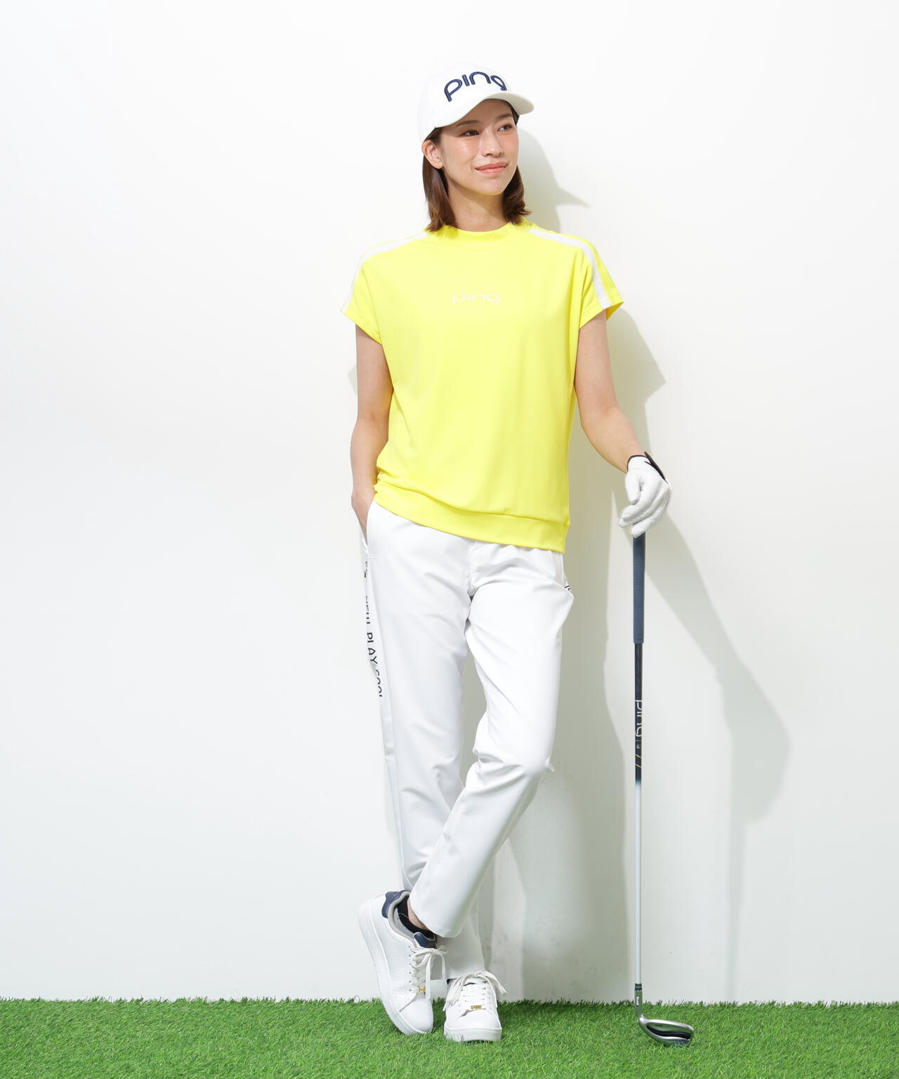 【PING APPAREL】テラカノコ半袖ハイネックシャツ <GOLD> (LADIES)