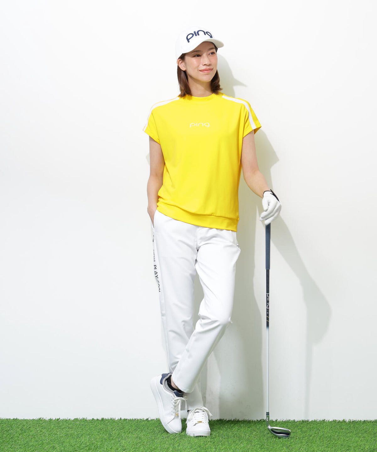【PING APPAREL】テラカノコ半袖ハイネックシャツ <GOLD> (LADIES)