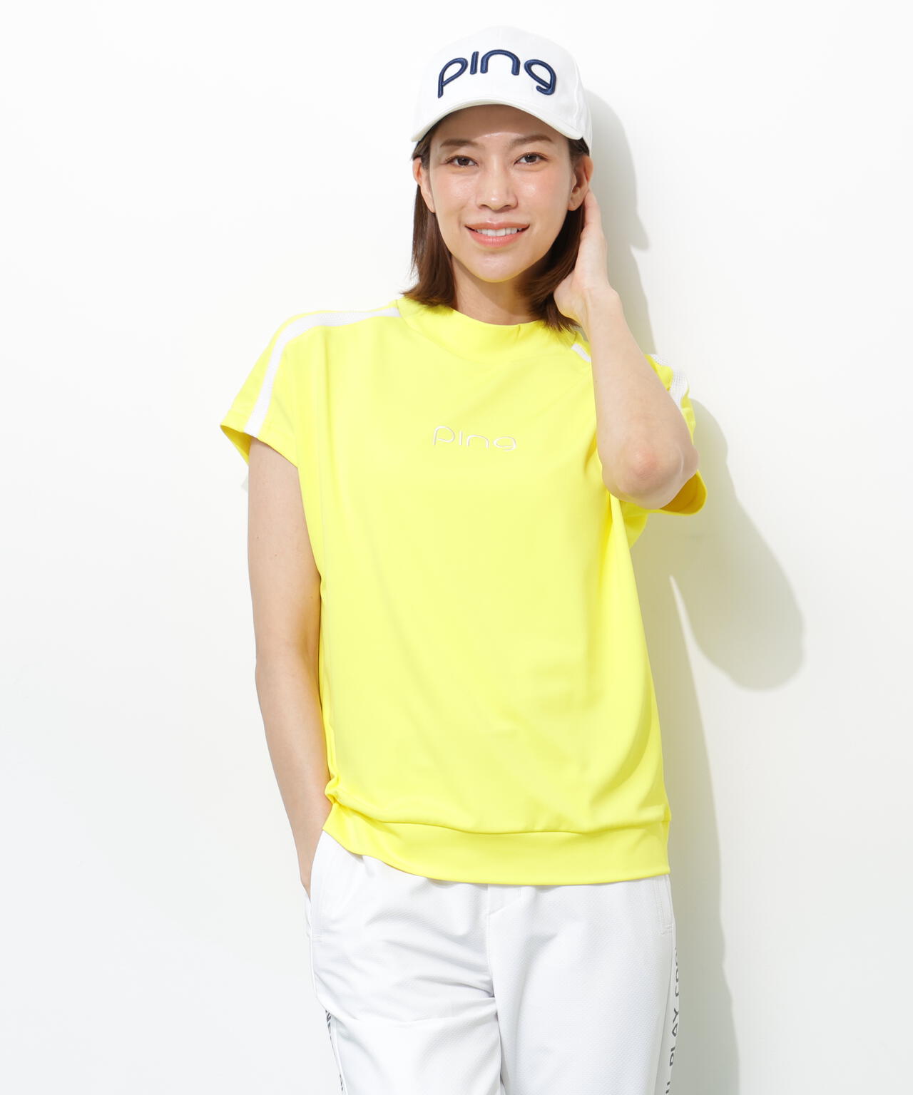 【PING APPAREL】テラカノコ半袖ハイネックシャツ <GOLD> (LADIES)