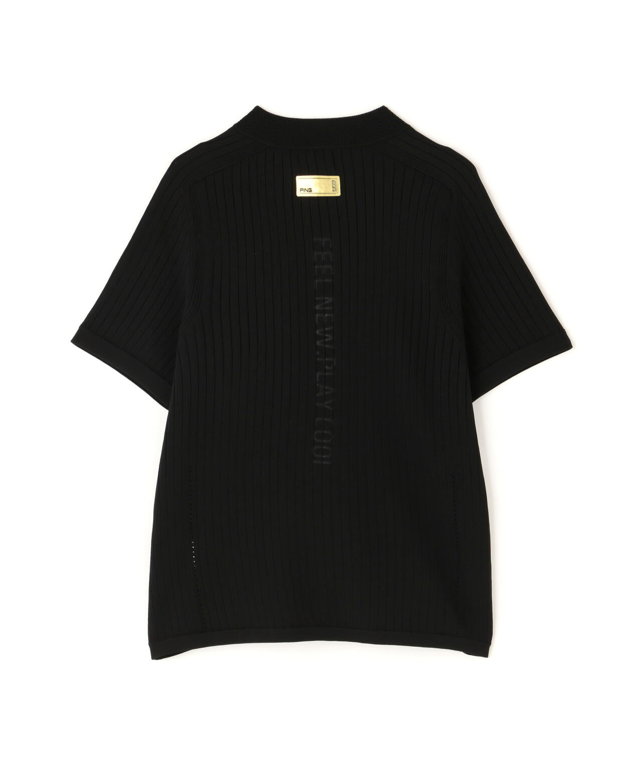 【PING APPAREL】エンボス半袖ニットハーフジップアッププルオーバー <GOLD> (LADIES)