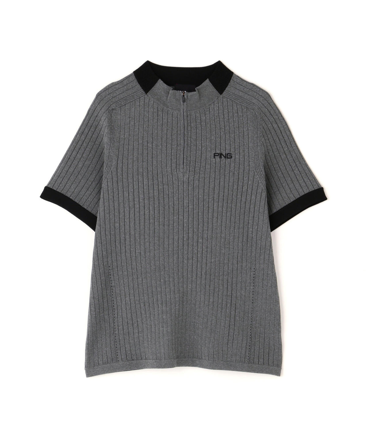 【PING APPAREL】エンボス半袖ニットハーフジップアッププルオーバー <GOLD> (LADIES)