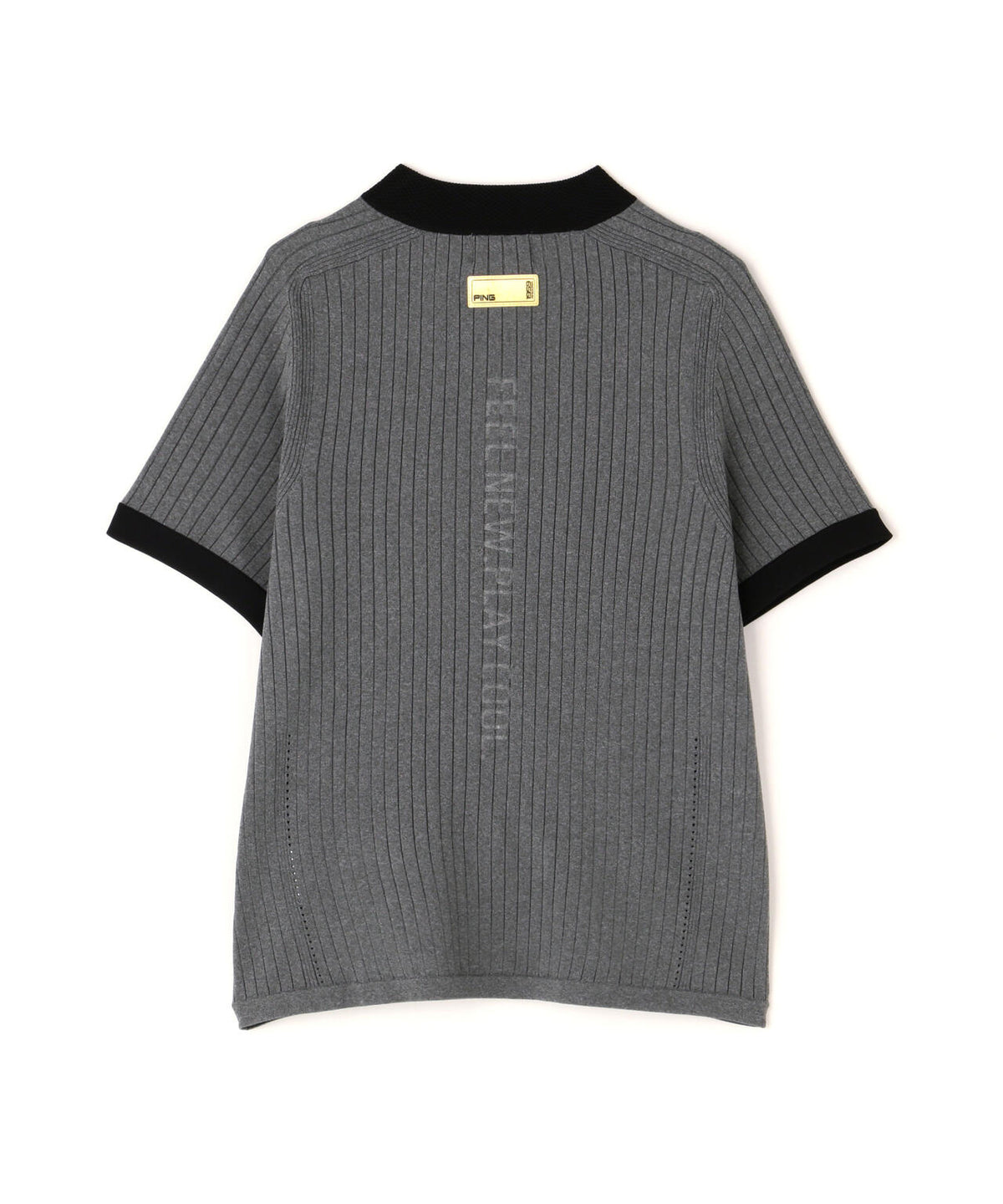 【PING APPAREL】エンボス半袖ニットハーフジップアッププルオーバー <GOLD> (LADIES)