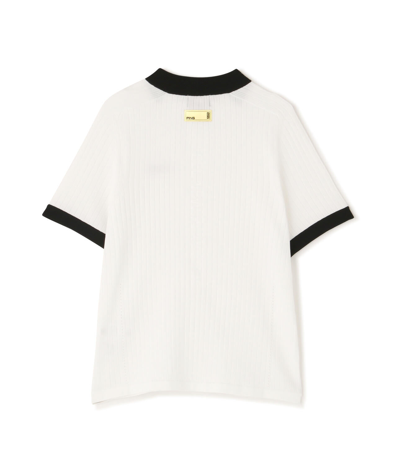 【PING APPAREL】エンボス半袖ニットハーフジップアッププルオーバー <GOLD> (LADIES)