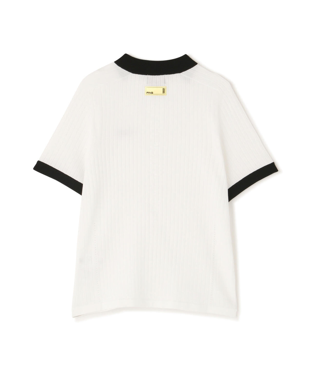 【PING APPAREL】エンボス半袖ニットハーフジップアッププルオーバー <GOLD> (LADIES)