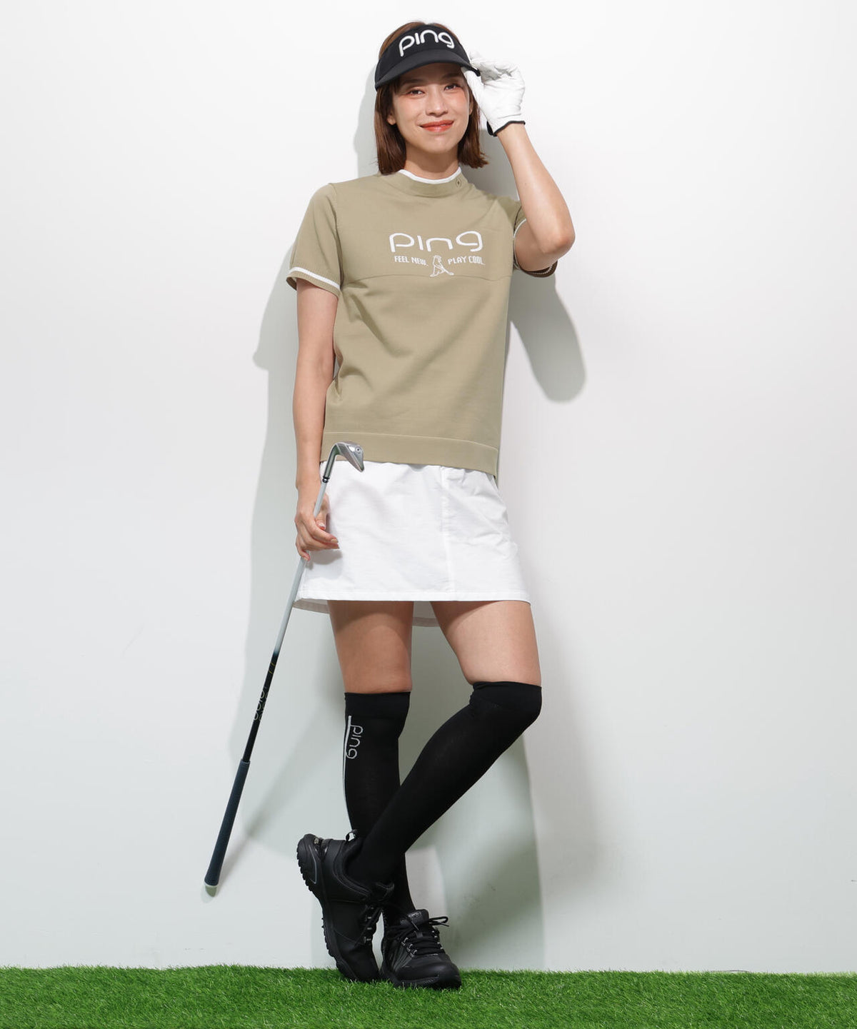【PING APPAREL】Mr.PINGジャカード半袖ハイネックニット <GOLD> (LADIES)