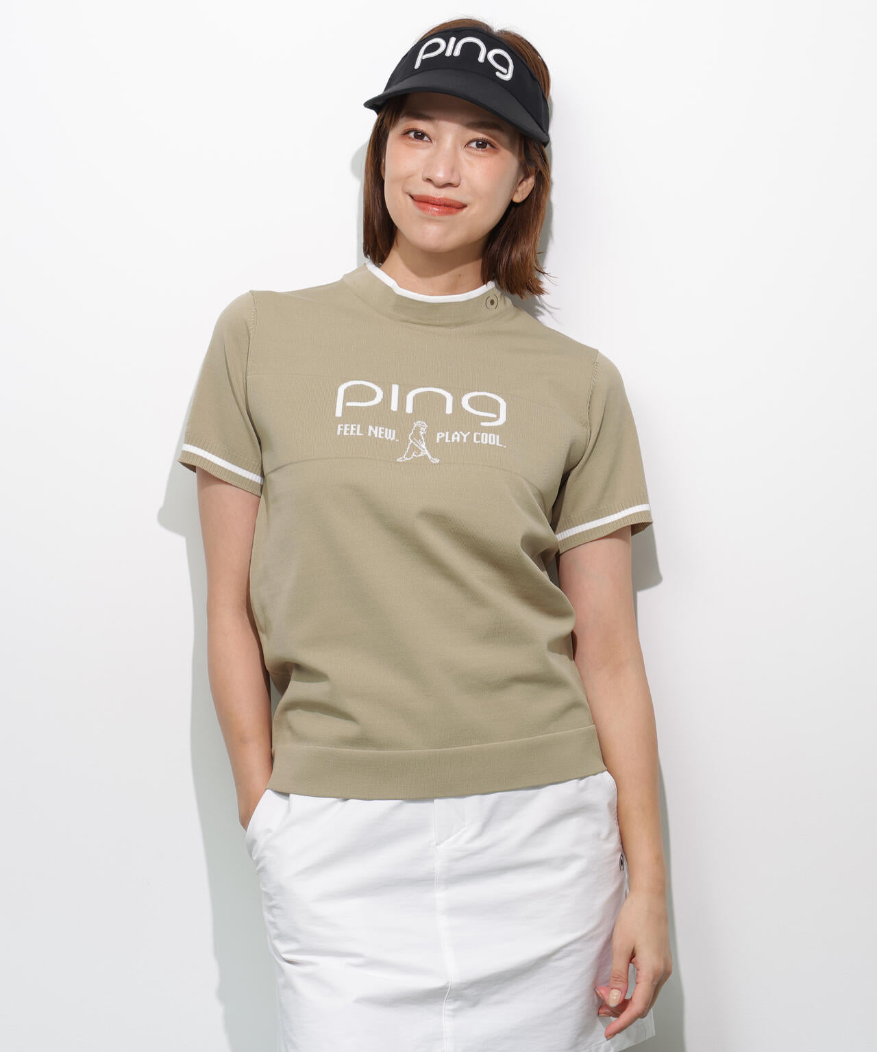 【PING APPAREL】Mr.PINGジャカード半袖ハイネックニット <GOLD> (LADIES)
