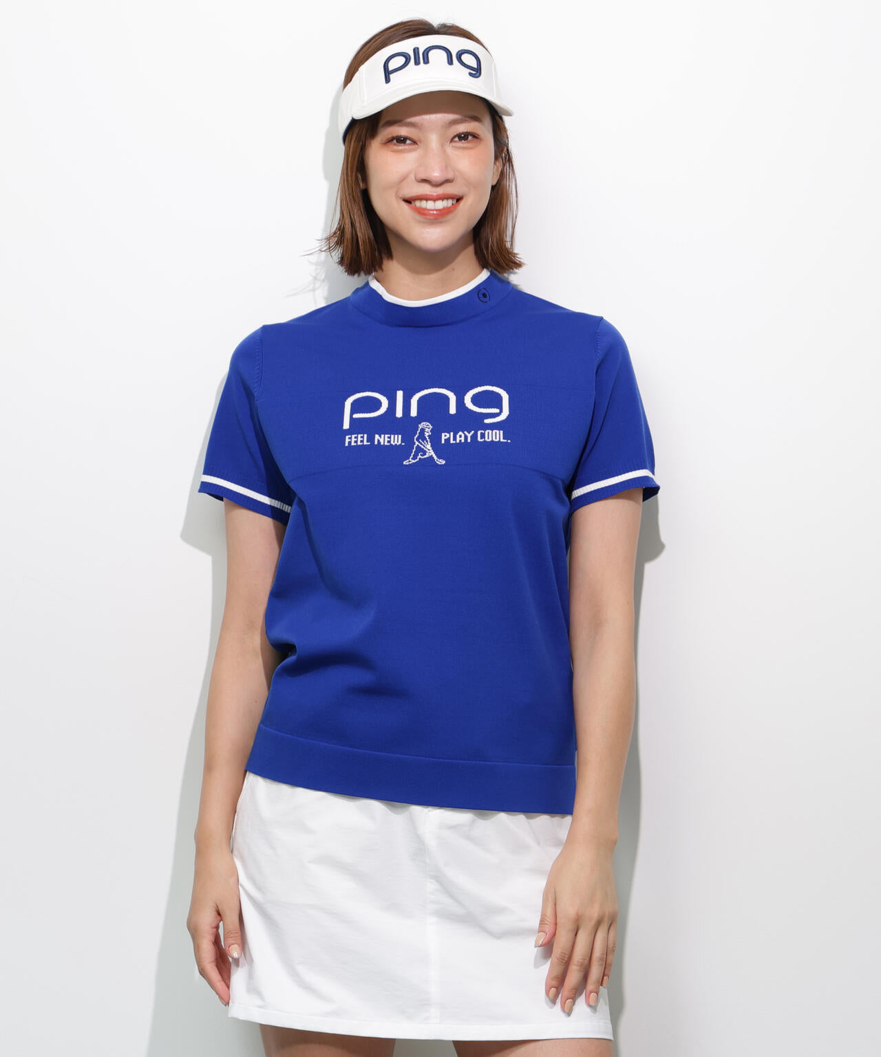 【PING APPAREL】Mr.PINGジャカード半袖ハイネックニット <GOLD> (LADIES)