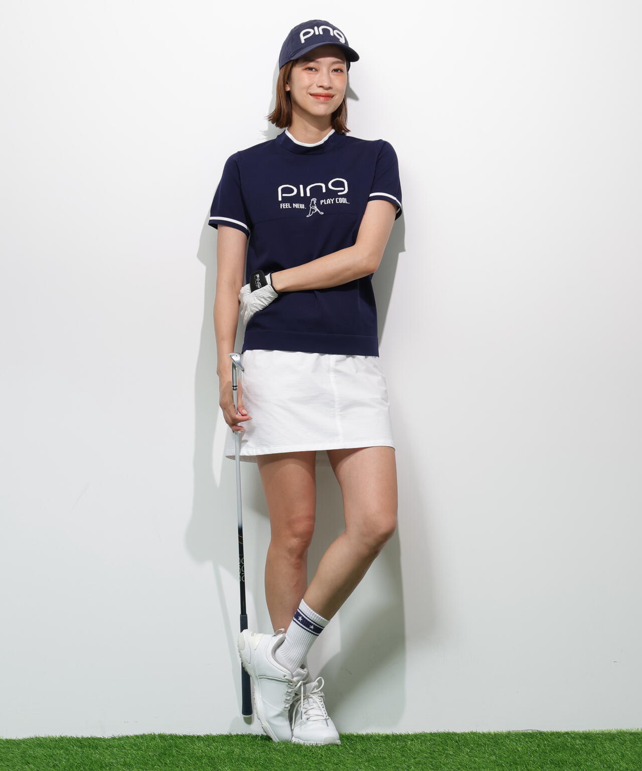 【PING APPAREL】Mr.PINGジャカード半袖ハイネックニット <GOLD> (LADIES)