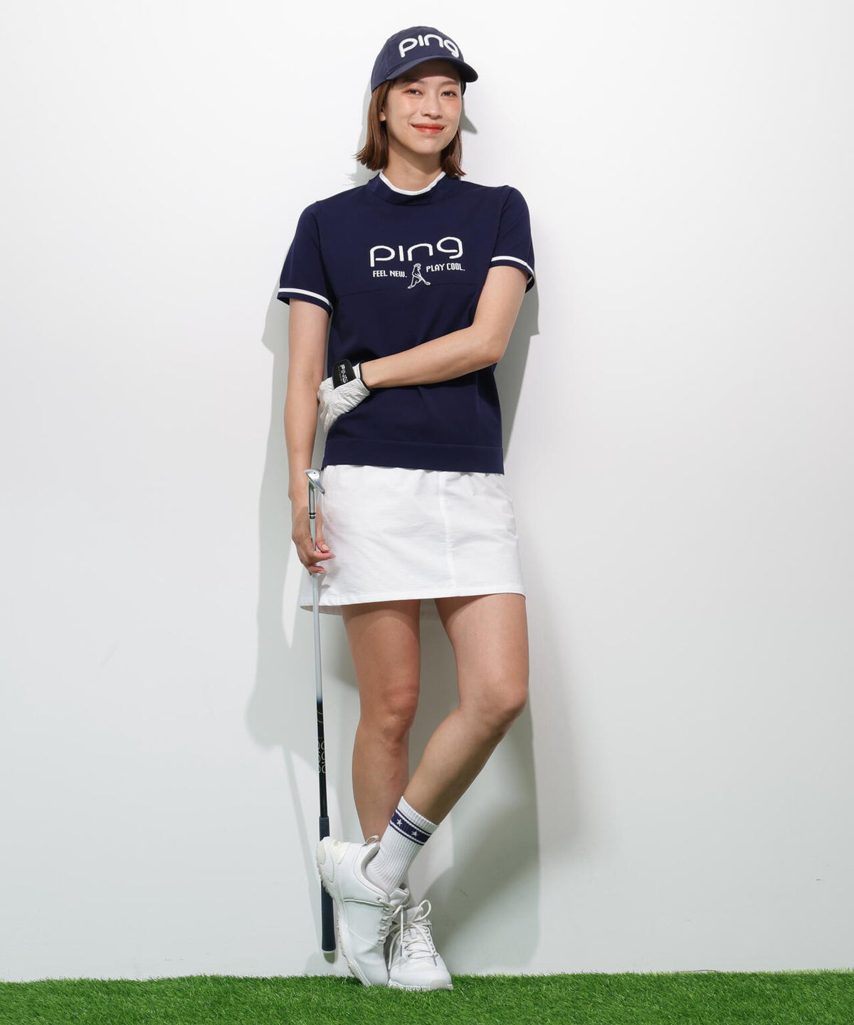 【PING APPAREL】Mr.PINGジャカード半袖ハイネックニット <GOLD> (LADIES)