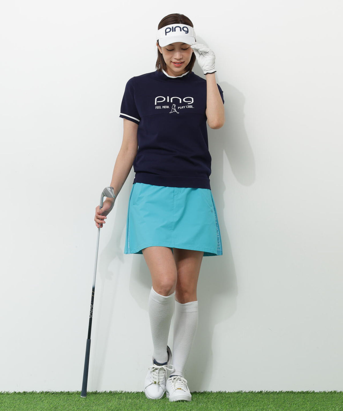【PING APPAREL】Mr.PINGジャカード半袖ハイネックニット <GOLD> (LADIES)