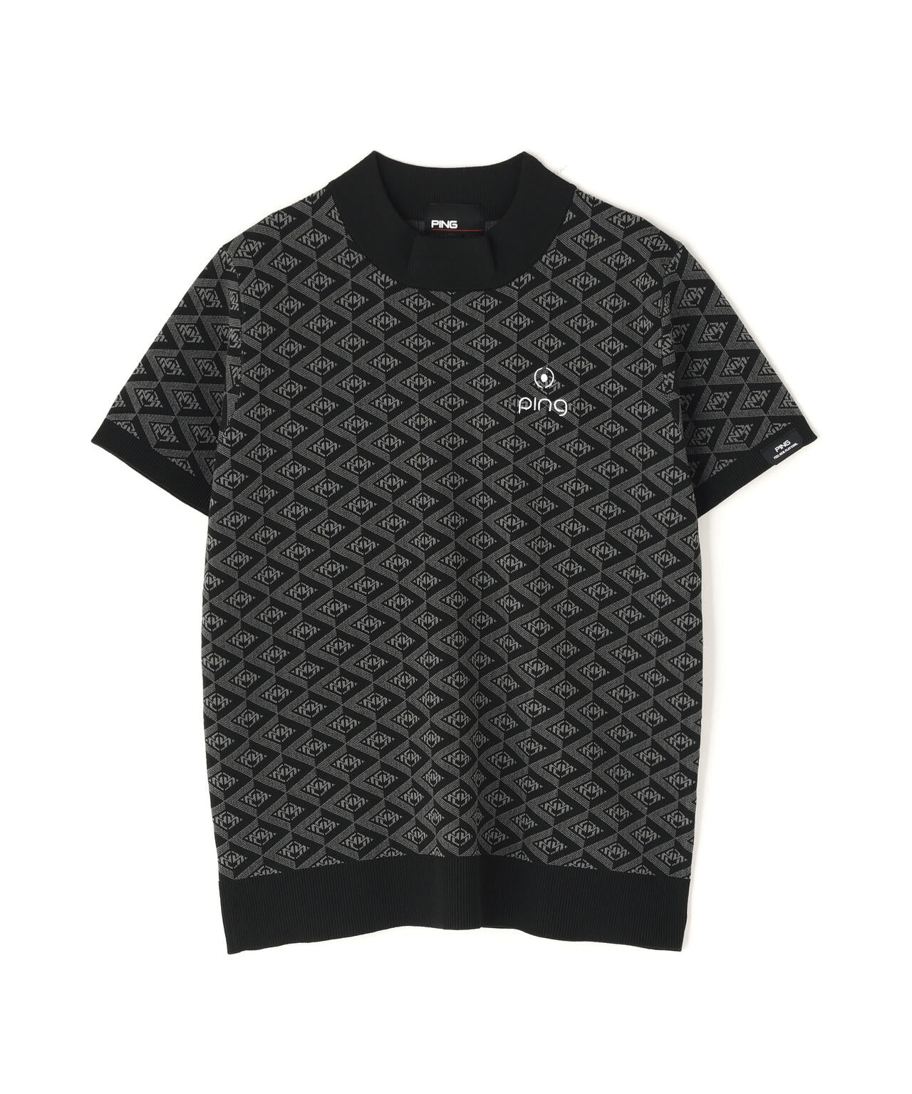 【PING APPAREL】AZモノグラムジャカード半袖ハイネックネックニット <PERFORMANCE> (LADIES)
